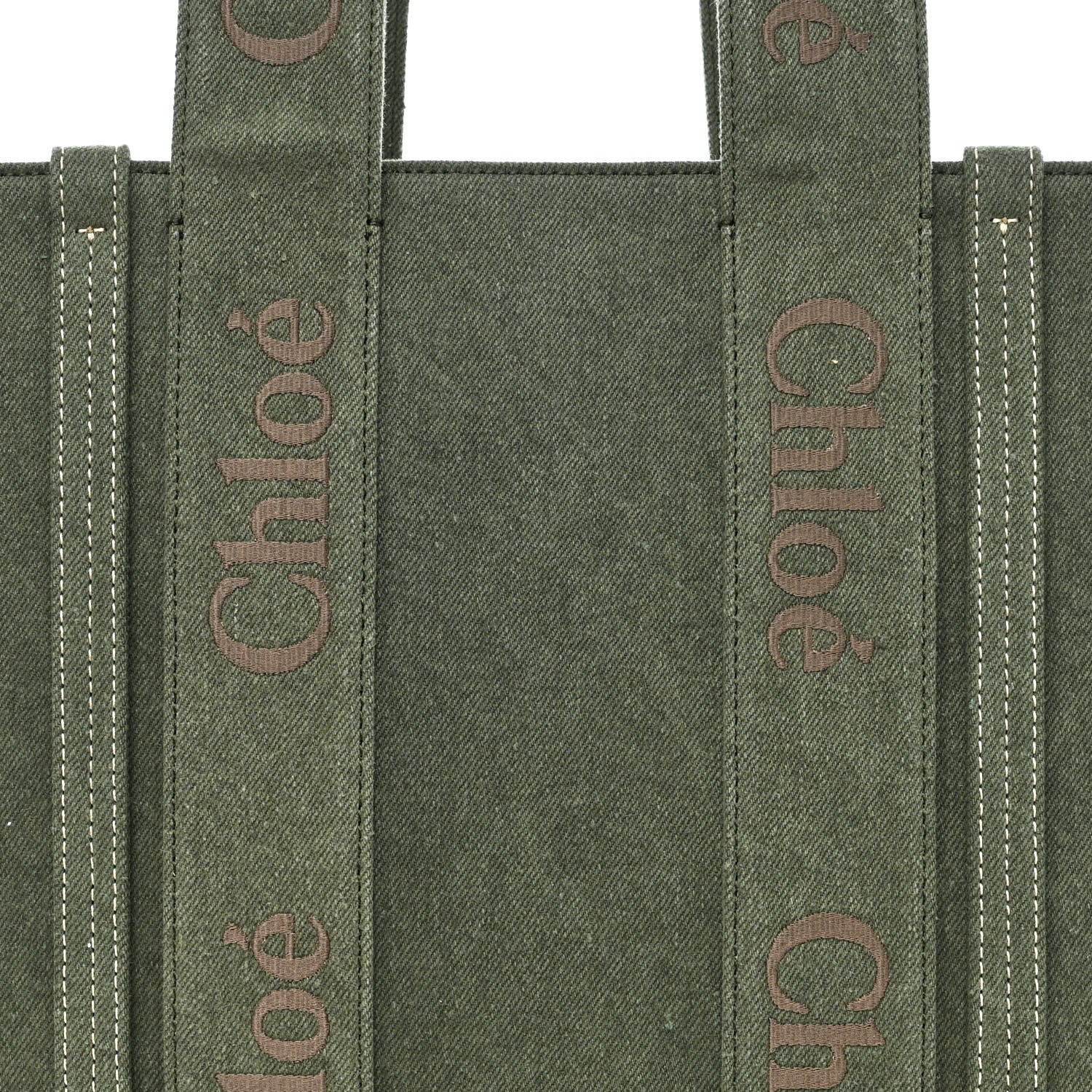 Chloe Linen Medium Woody Tote Wide Forest 8 of 10