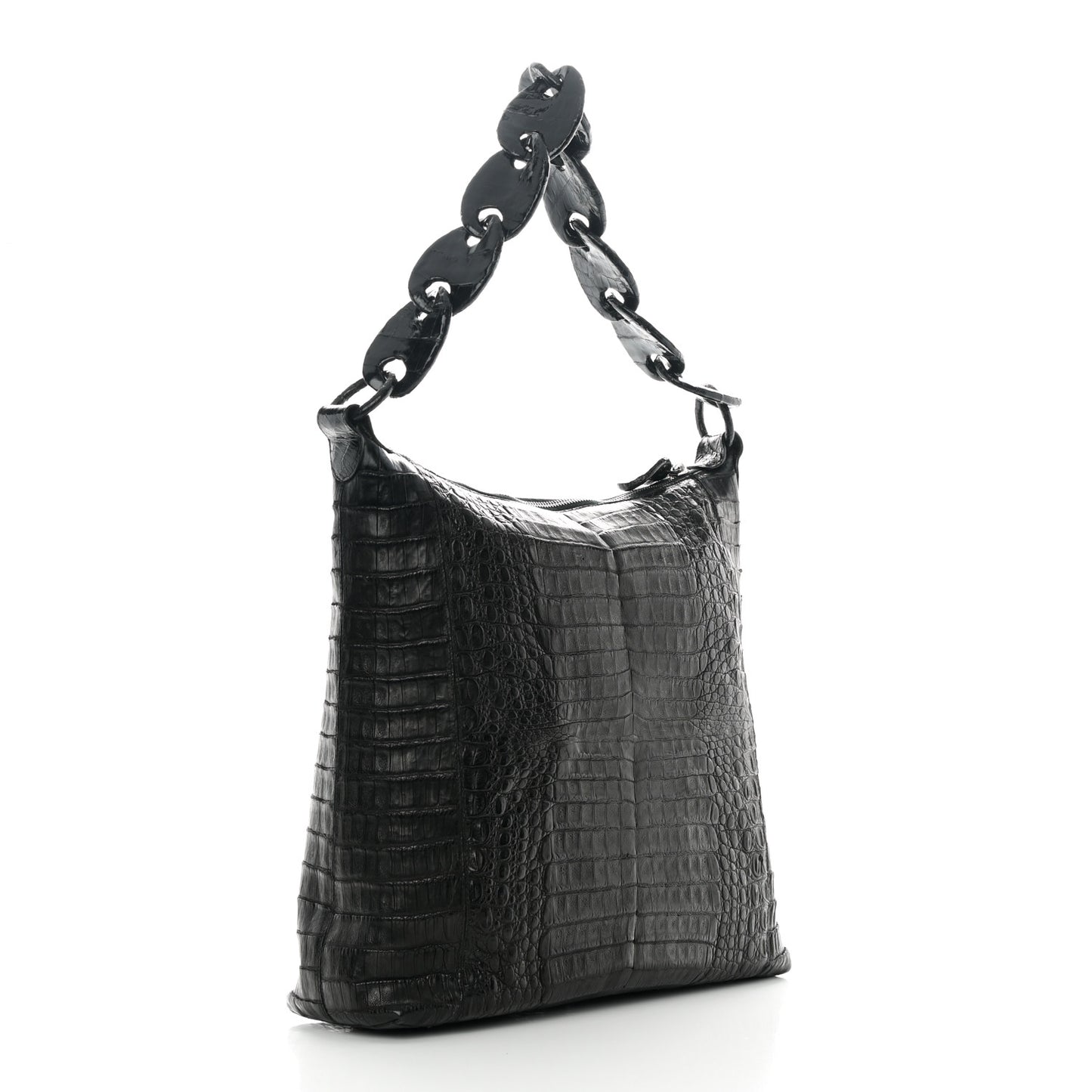 Crocodile Chain Hobo Black