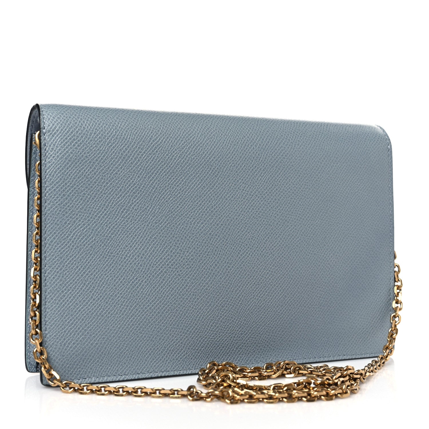 Christian Dior Grained Calfskin Saddle Chain Pouch Cloud Blue 3 of 10