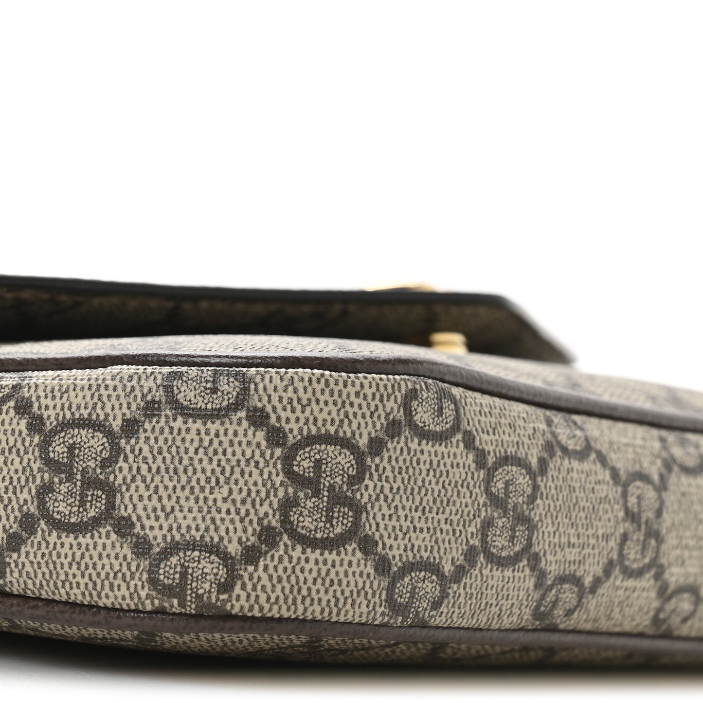 GG Supreme Monogram Textured Dollar Calfskin Web Mini Ophidia Envelope Shoulder Bag Beige Ebony New Acero