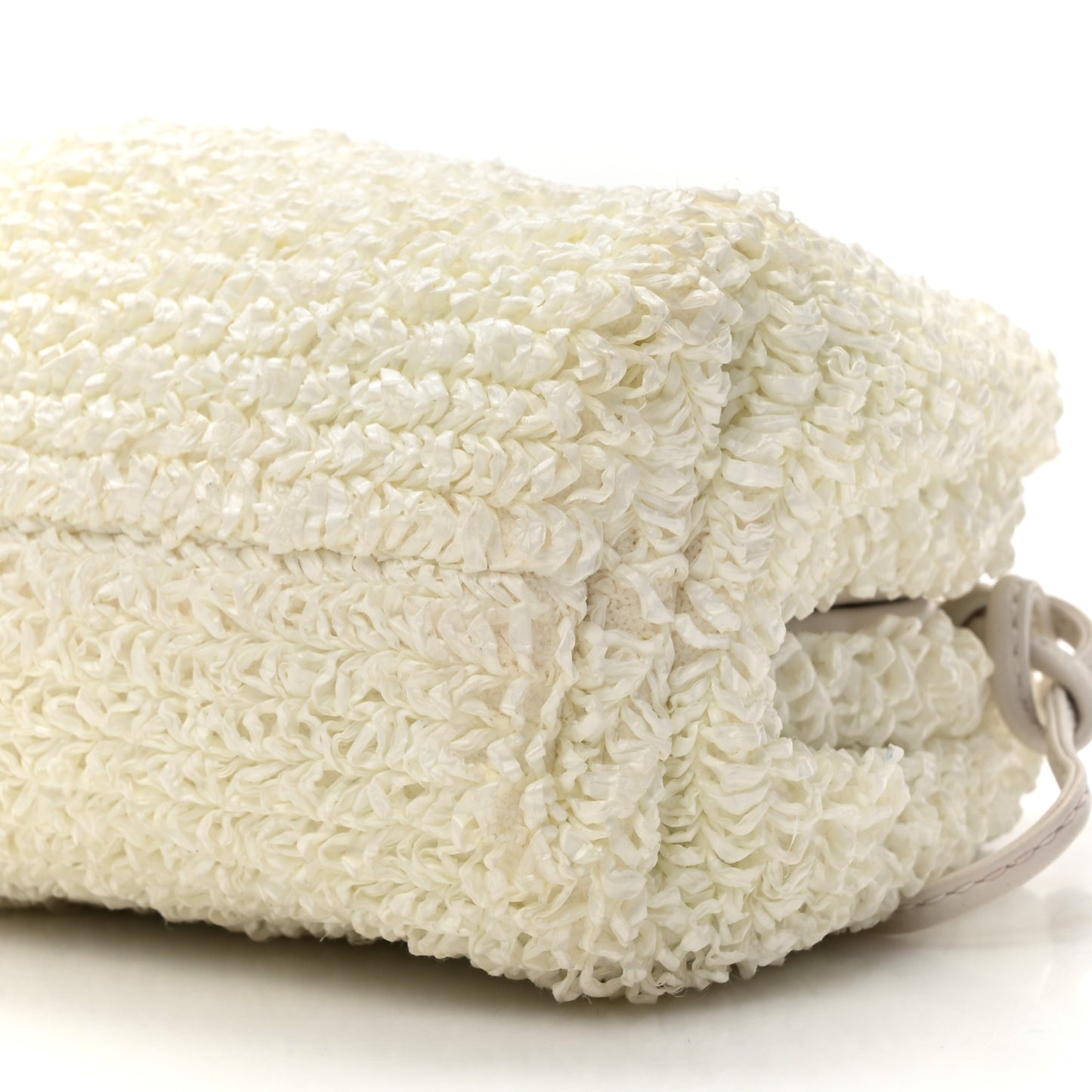 BOTTEGA VENETA Boucle Curly Raffia The Mini Pouch White Chalk
