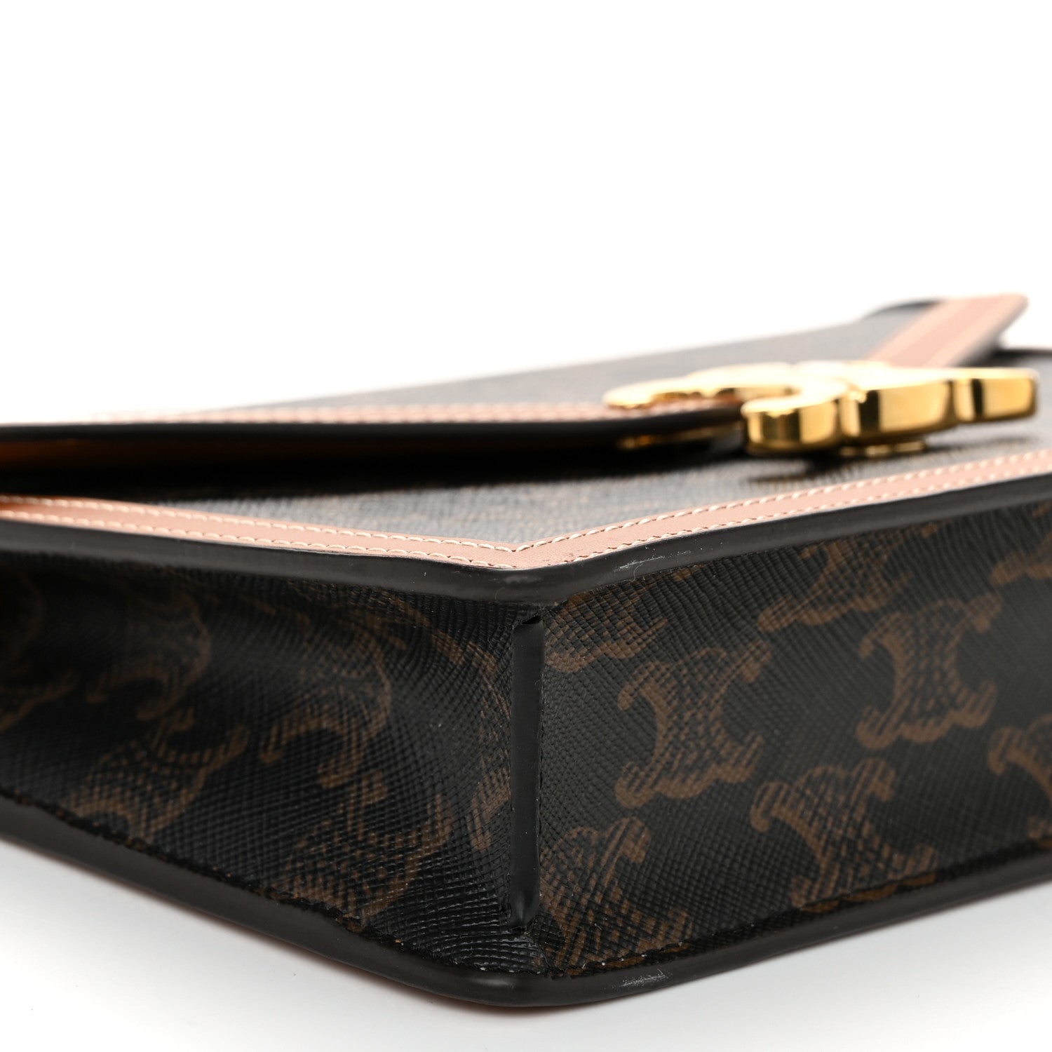 Celine Triomphe Canvas Calfskin Margo Wallet on Chain Tan 9 of 11