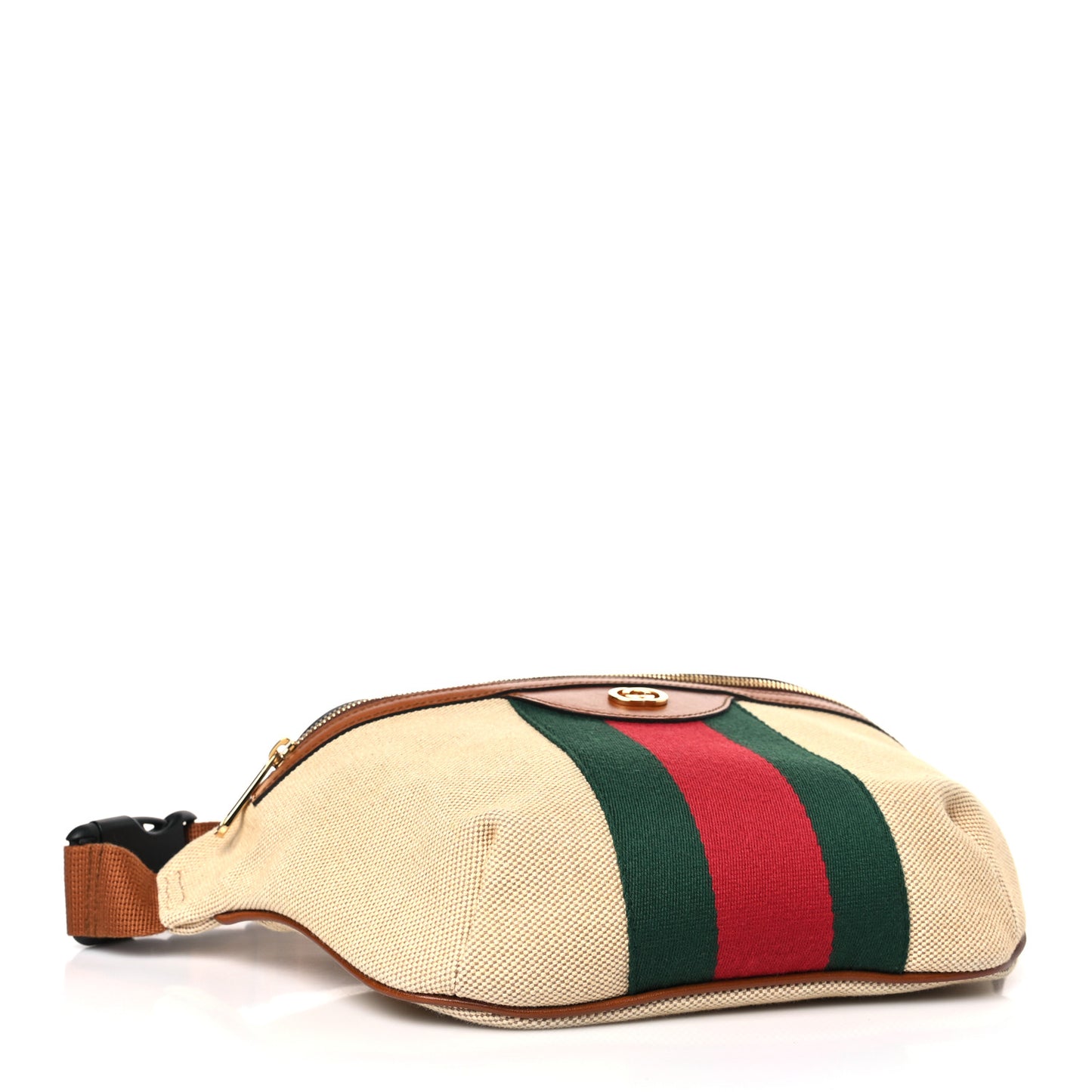 Vintage Canvas Web Belt Bag Sand Cuir