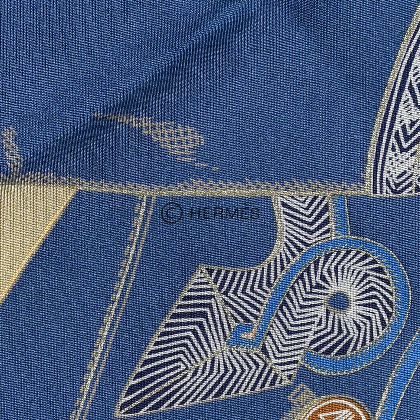 Silk Zouaves Et Dragons Wash Scarf 90 Marine Beige Black