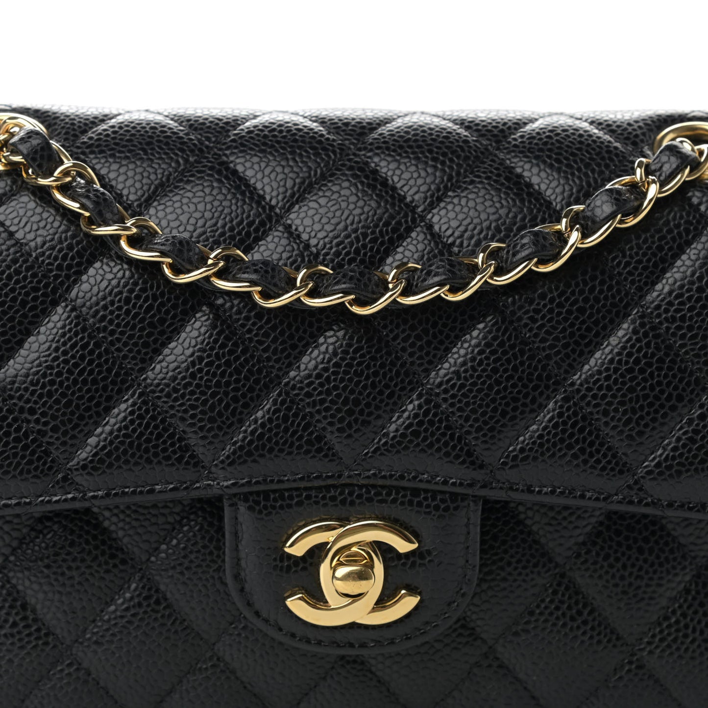 Caviar Quilted Small Double Flap Black