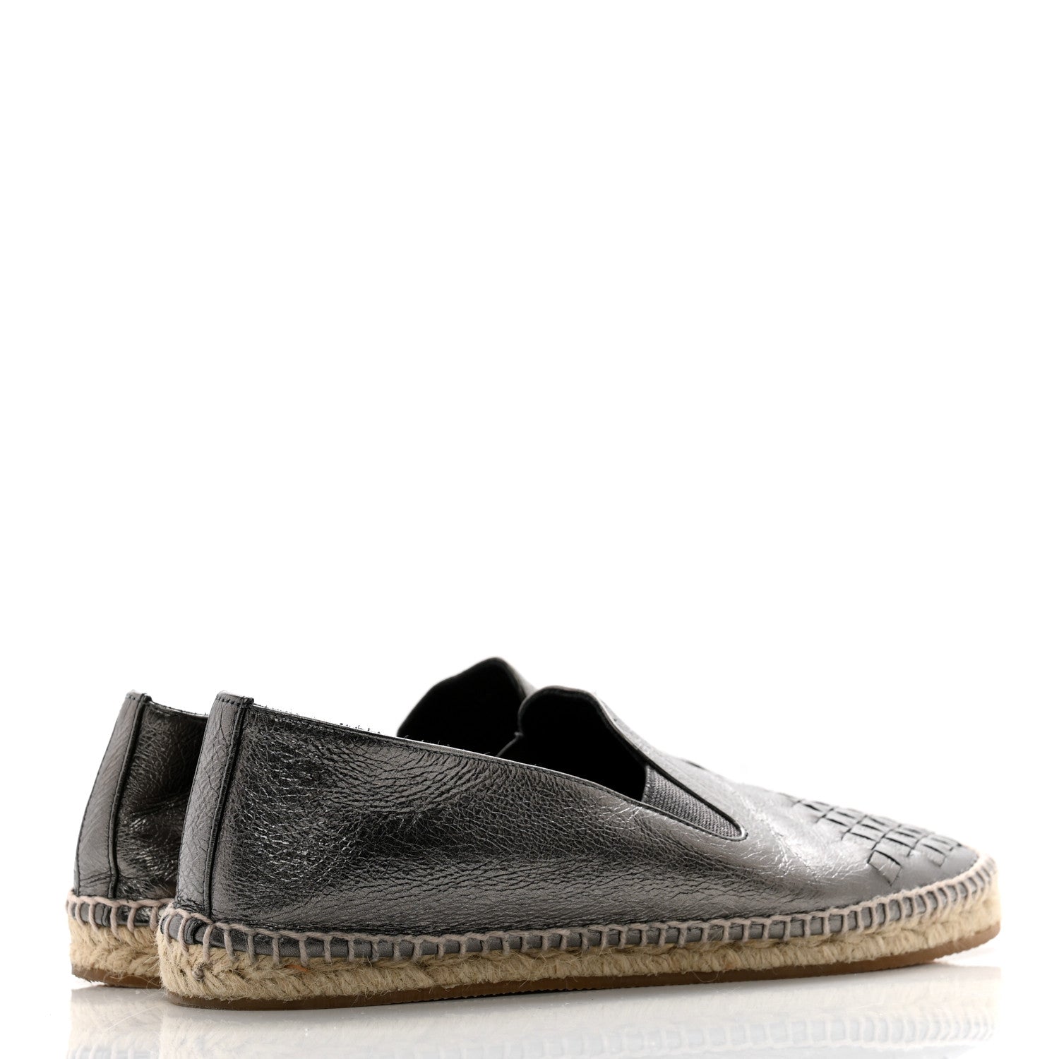 Bottega Veneta Metallic Nappa Intrecciato Woven Espadrille 39 Antique Silver 4 of 10