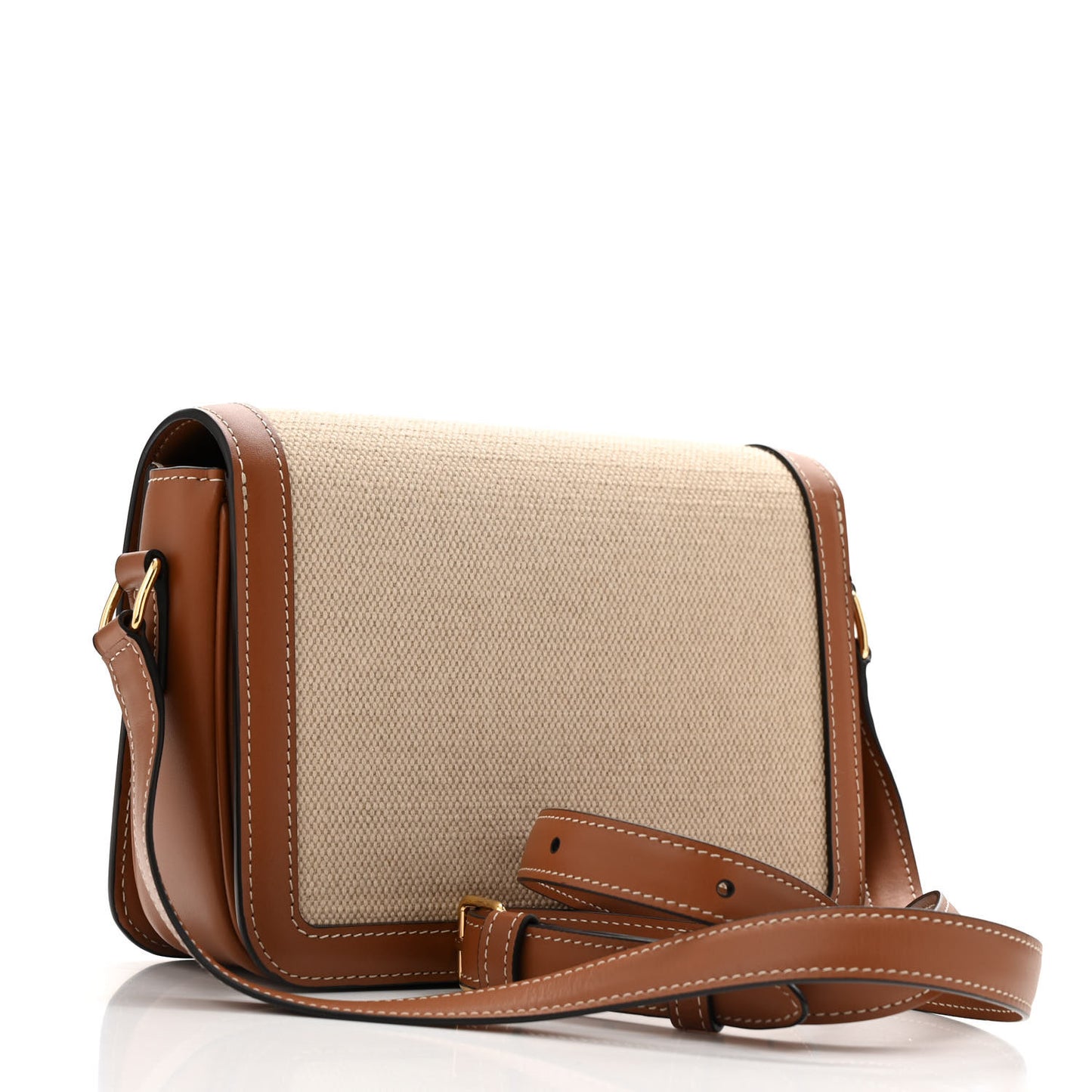 Canvas Calfskin Triomphe Medium Triomphe Bag Natural Tan