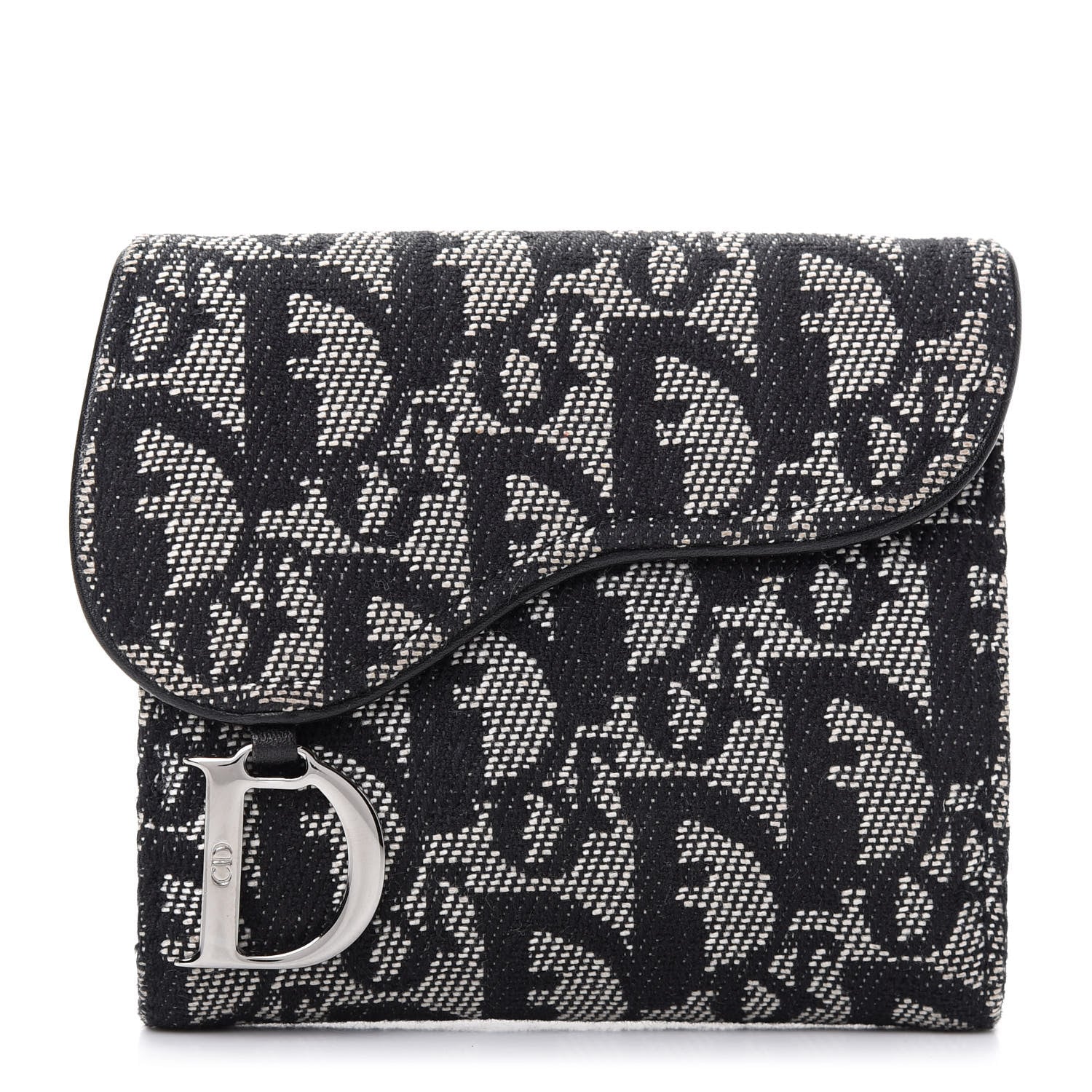 Christian Dior Monogram Compact Saddle Wallet Black 726769