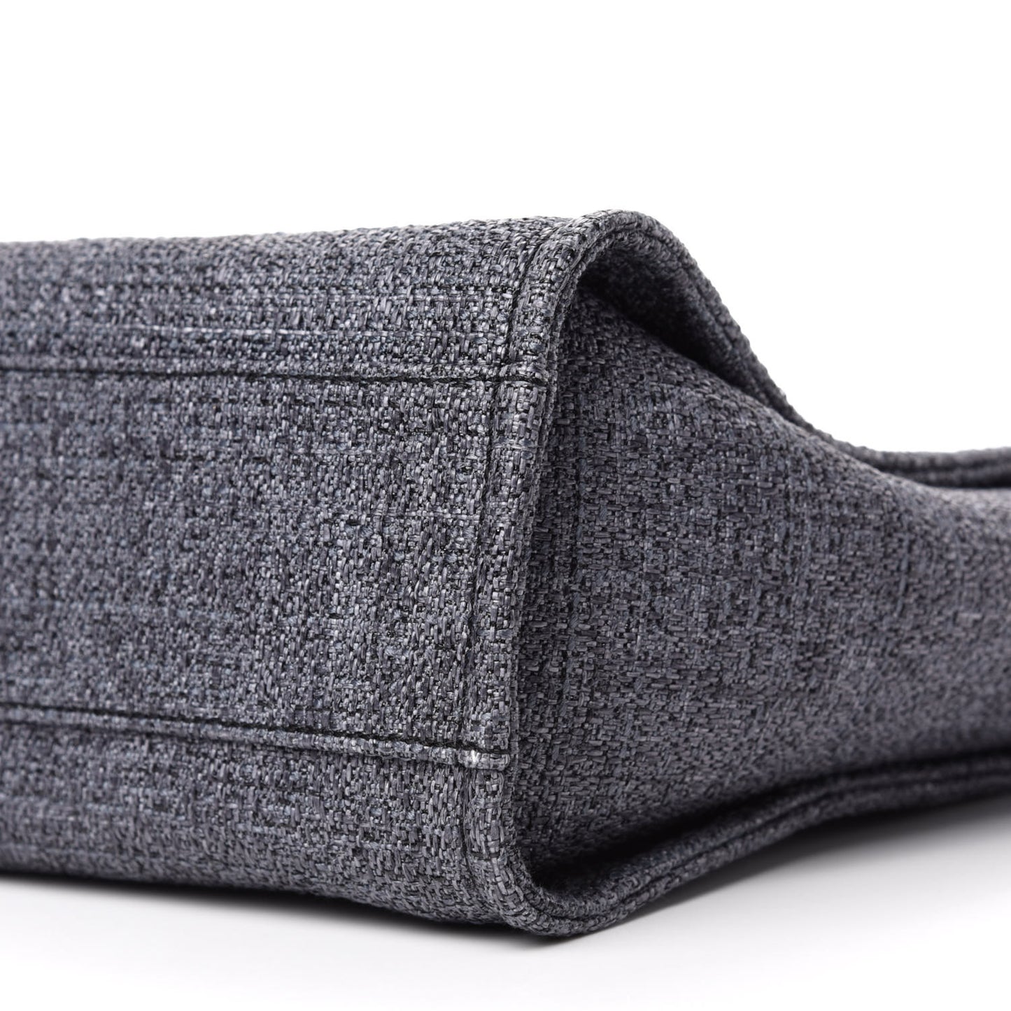 Woven Straw Raffia Small Deauville Tote Charcoal