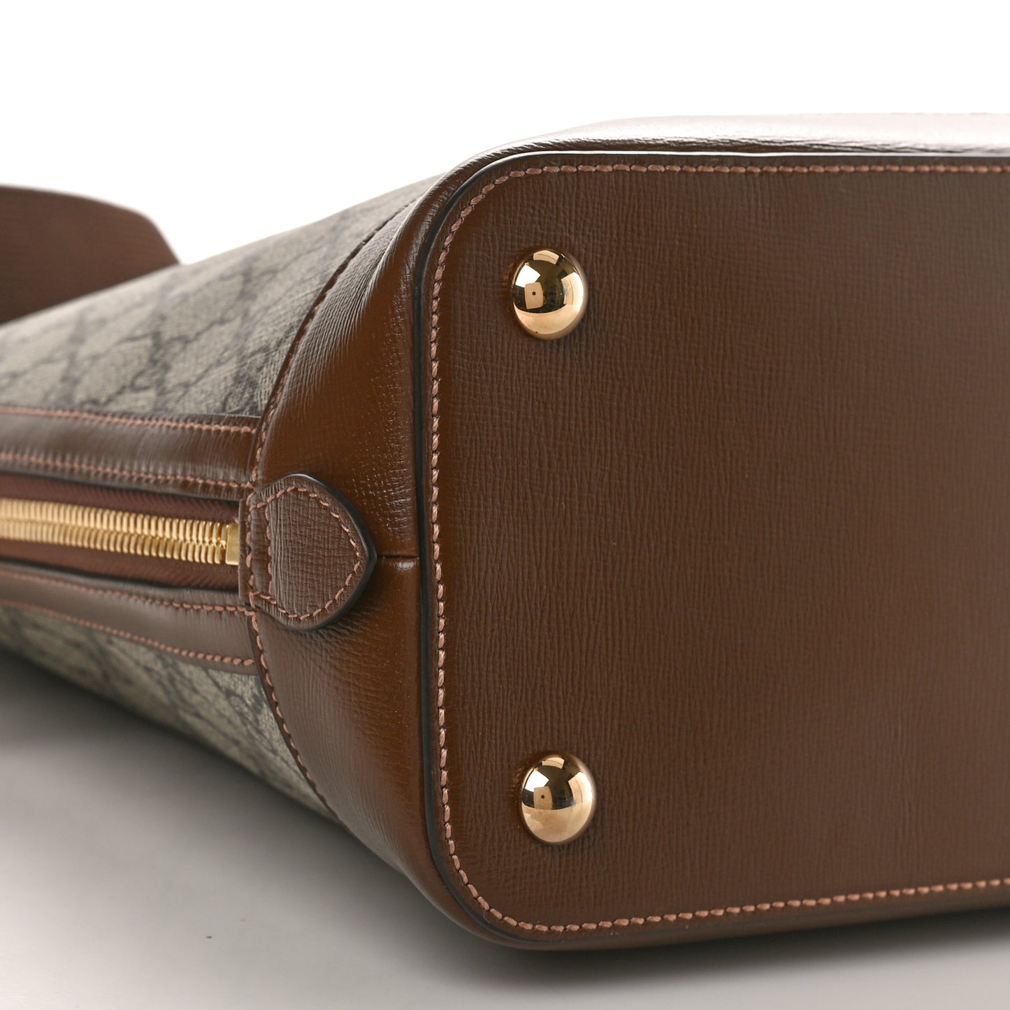 GG Supreme Monogram Azalea Calfskin Horsebit 1955 Duffle Bag Beige Ebony Brown Sugar