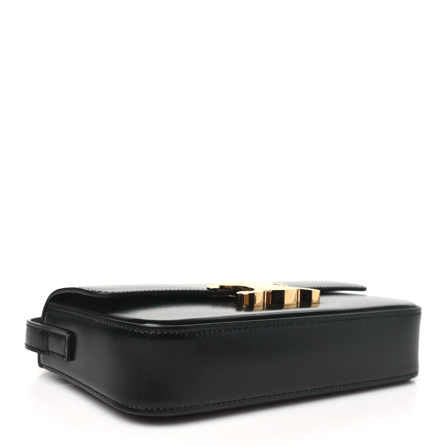 Shiny Calfskin Triomphe Shoulder Bag Black