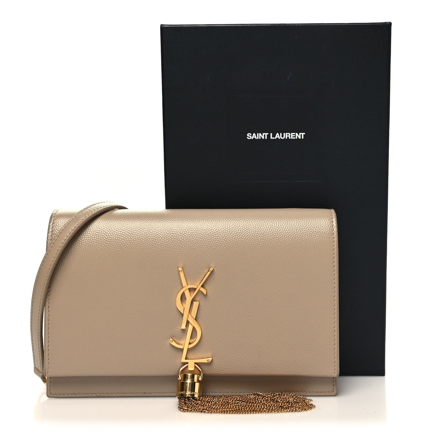 Grain De Poudre Classic Monogram Kate Tassel Chain Wallet Dark Beige