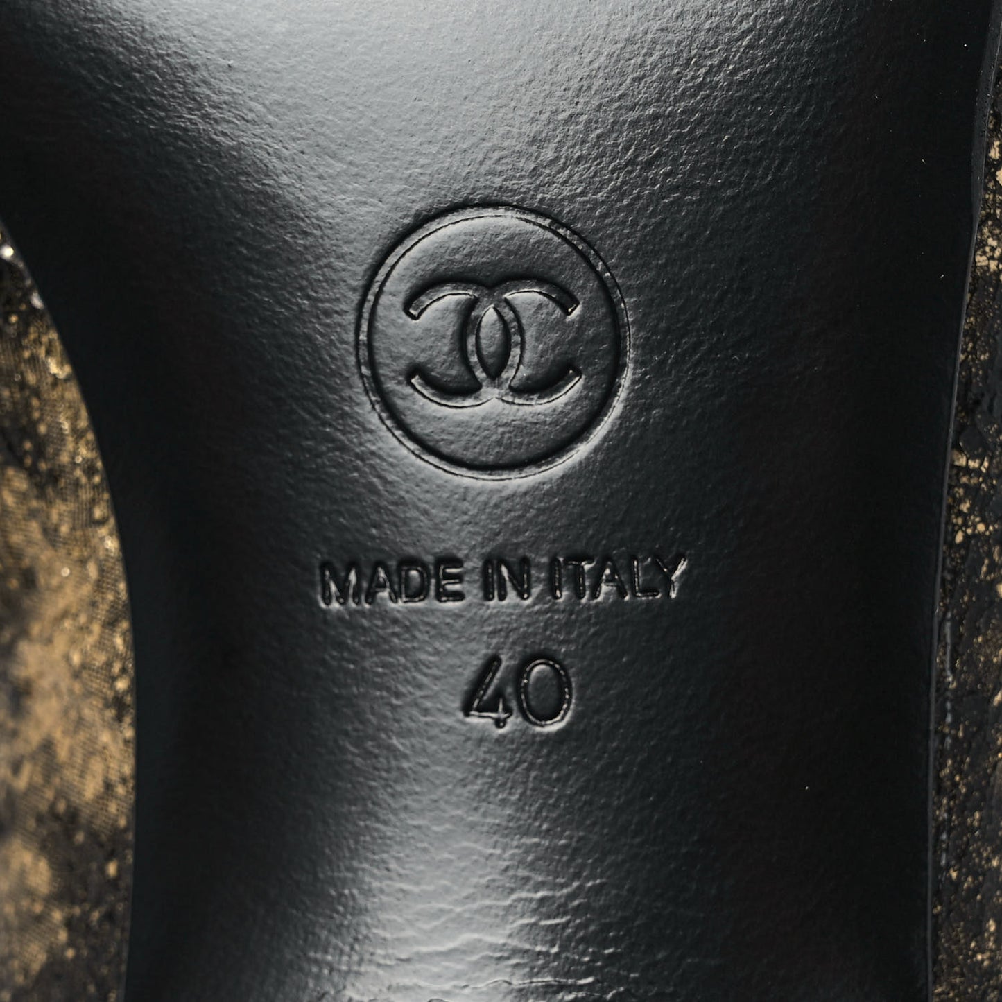 Metallic Lambskin Over the Knee Boots 40 Gold Black