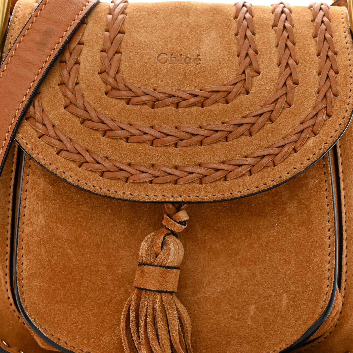 Suede Calfskin Braided Mini Hudson Shoulder Bag Caramel