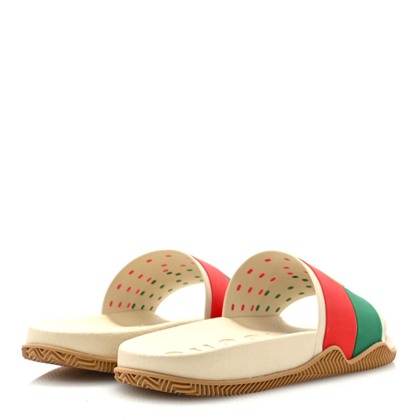 Rubber Web Womens Interlocking G Slide Sandals 37 Mystic White Green Red
