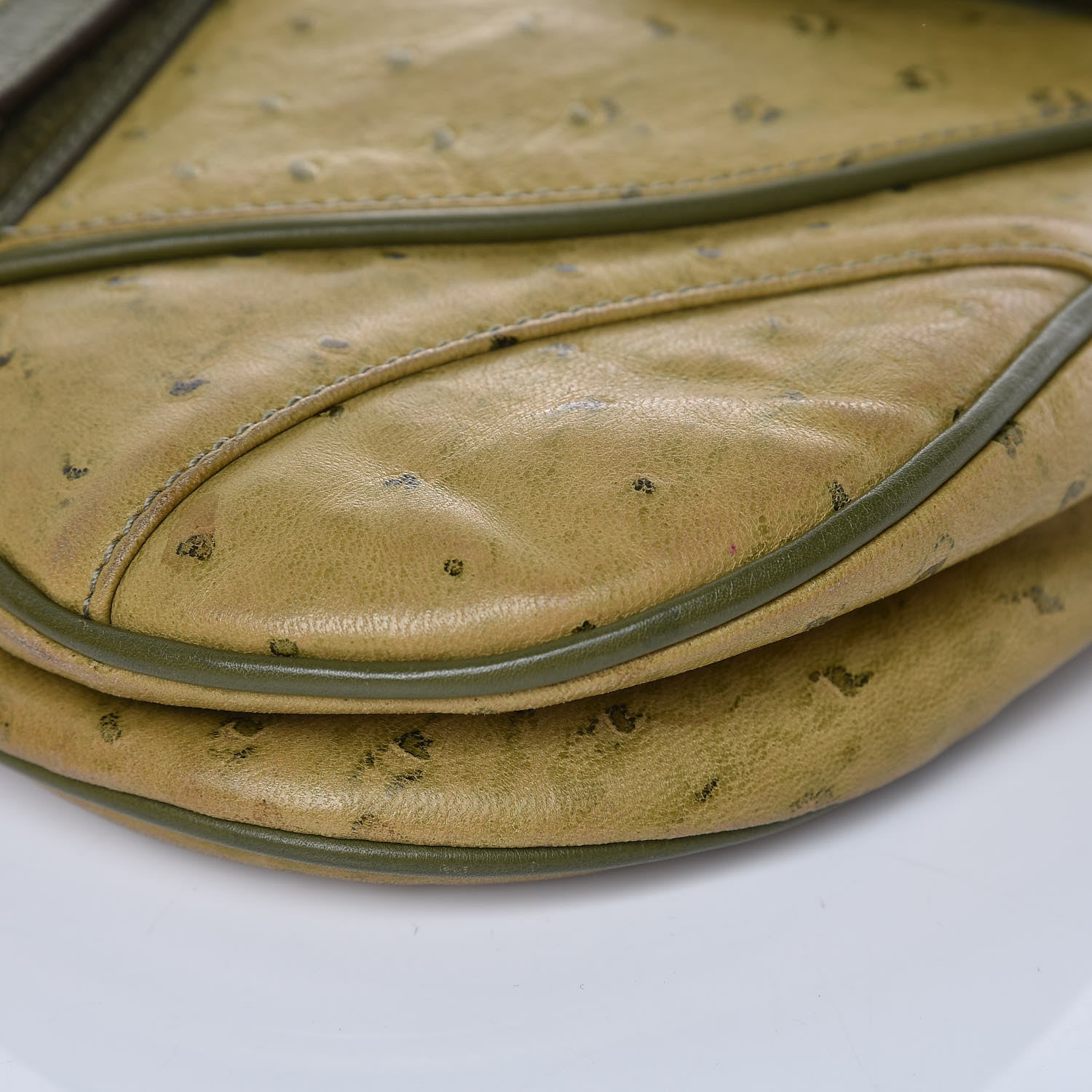 Christian Dior Ostrich Double Saddle Bag Green 12 of 15