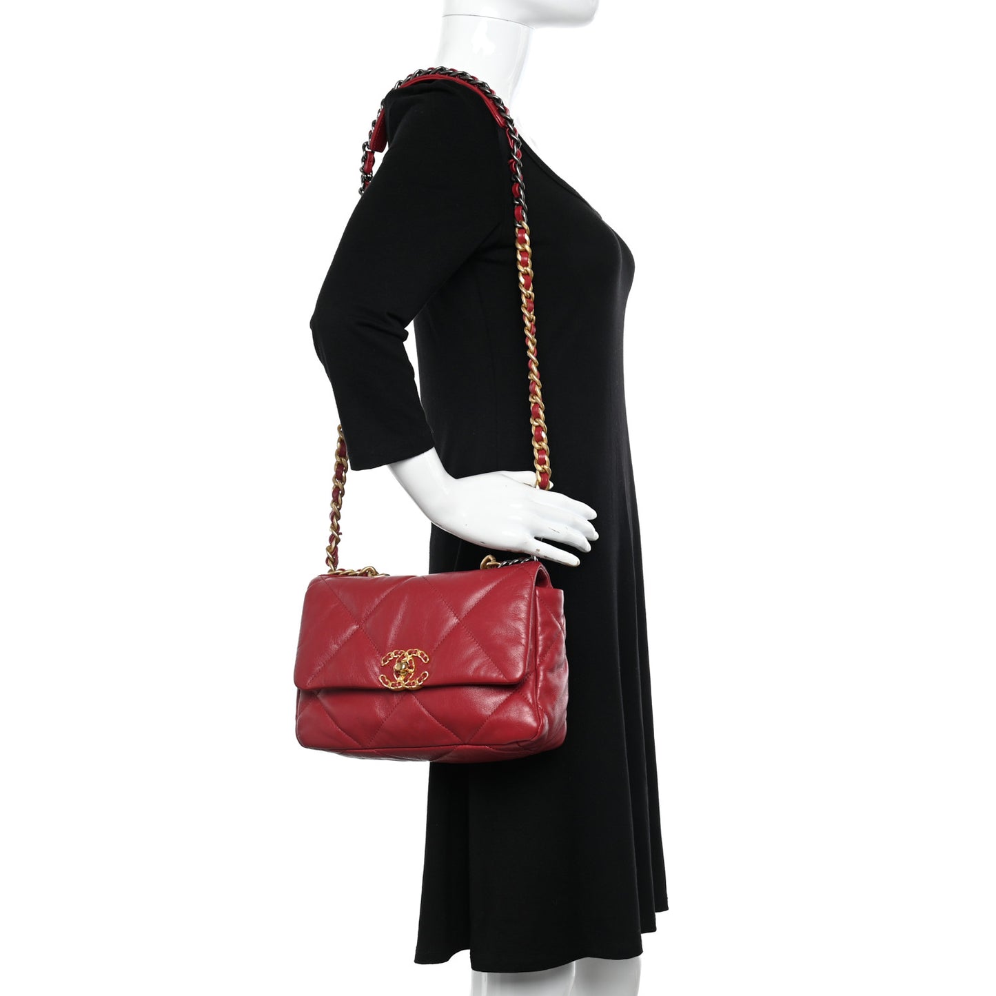 Goatskin Quilted Medium Chanel 19 Flap Red