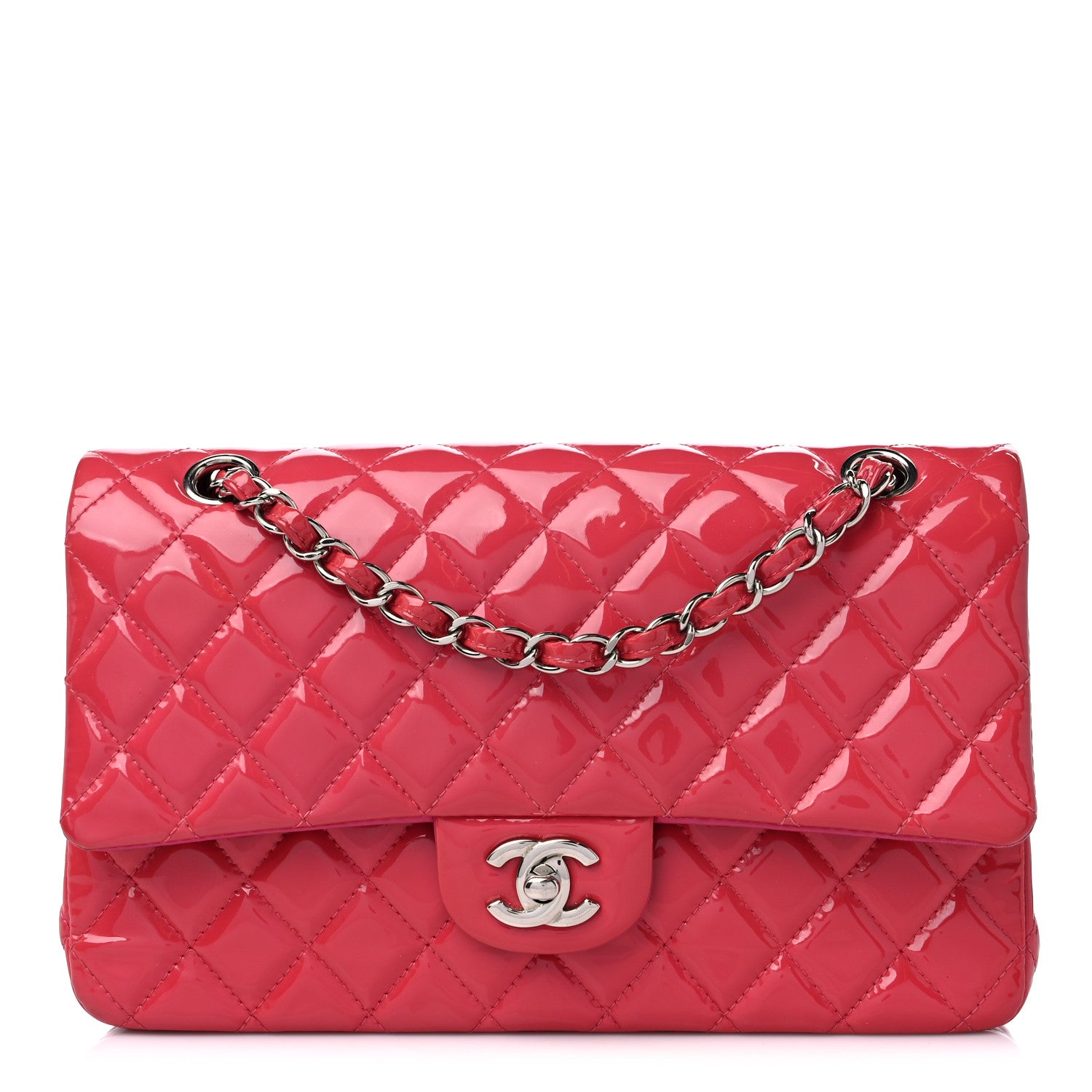Chanel Patent Quilted Medium Double Flap Pink 1 of 10
