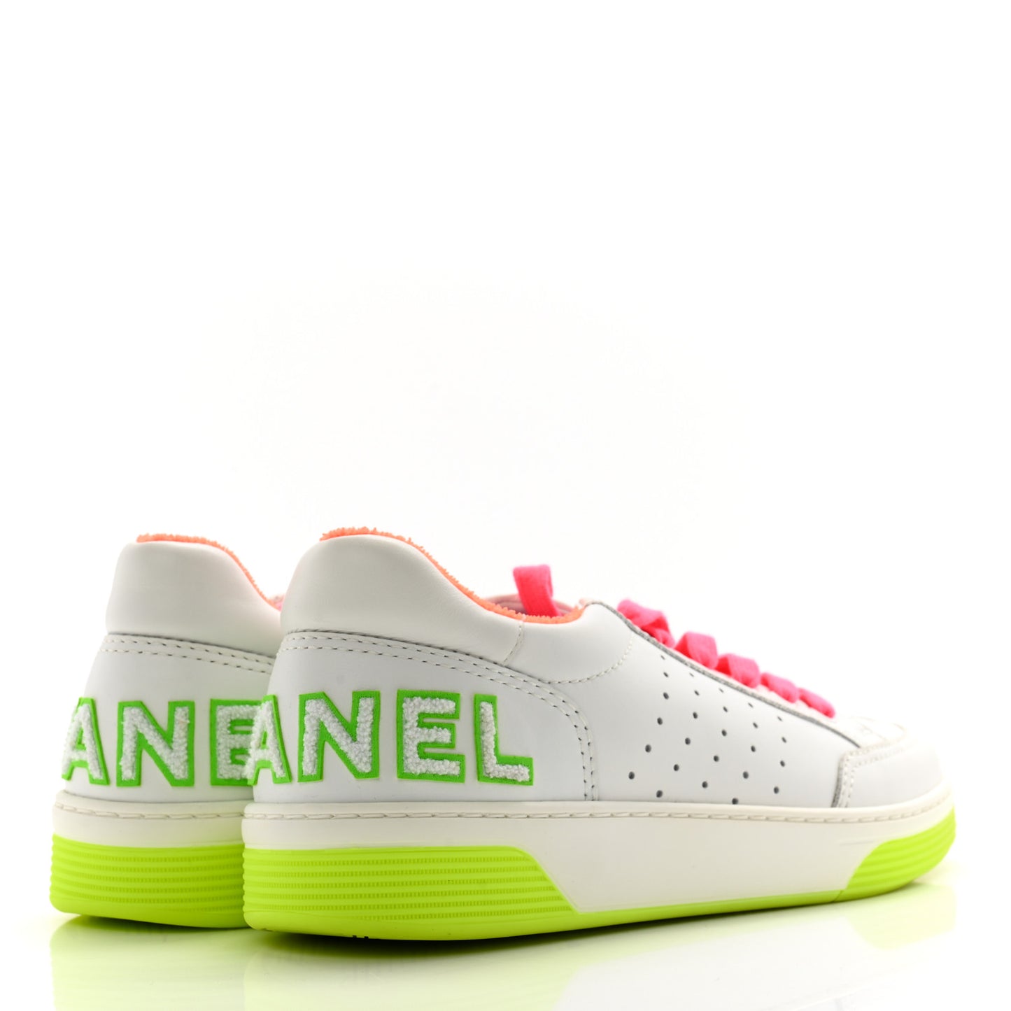 Calfskin Womens Logo Sneakers 40.5 White Multicolor