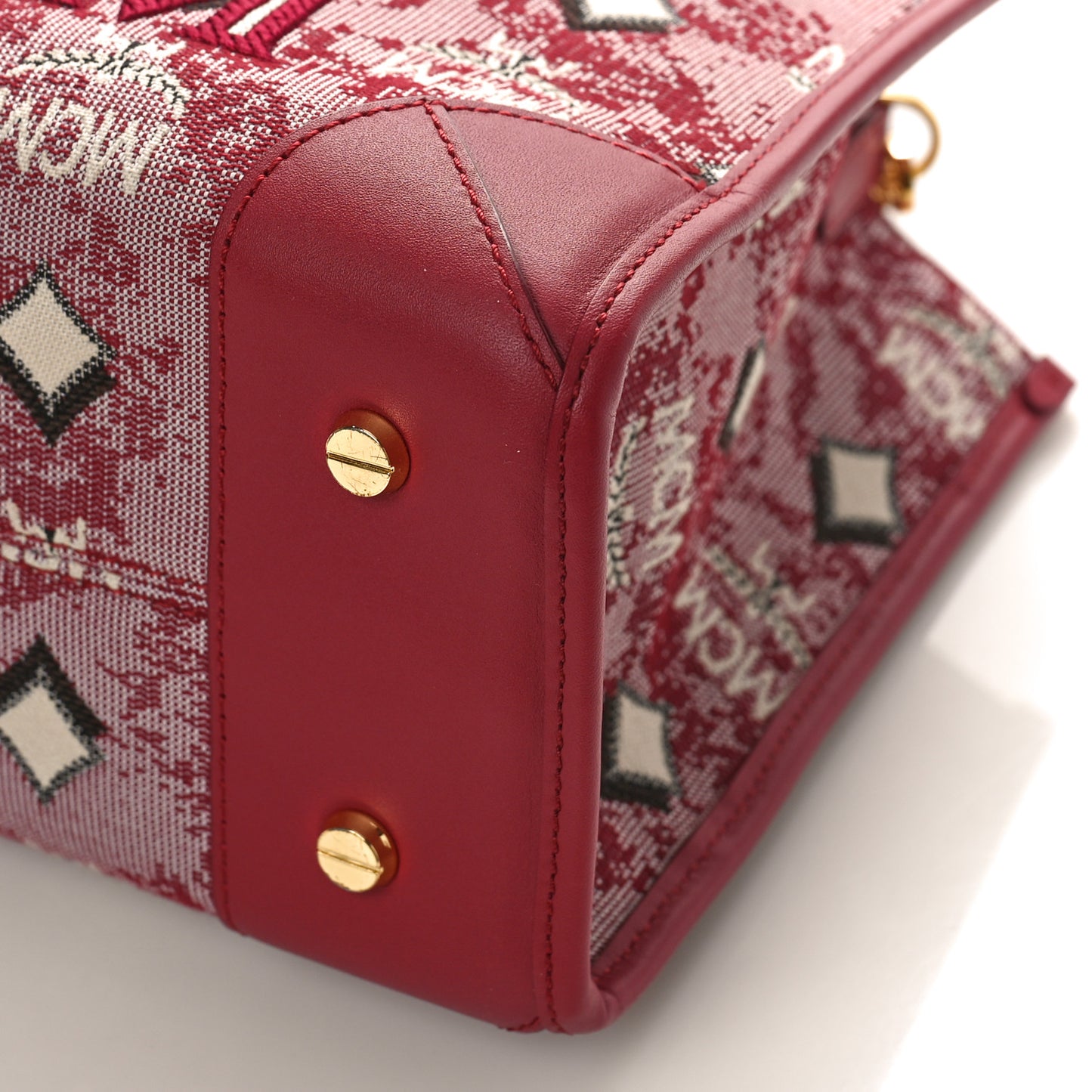 Vintage Jacquard Monogram Small Munchen Tote Red