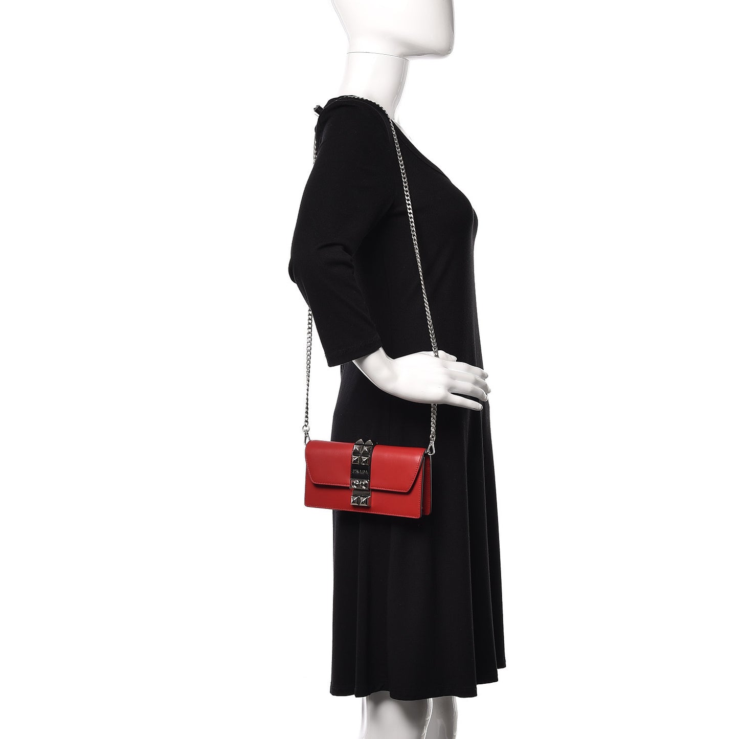 City Calfskin Studded Mini Elektra Crossbody Bag Fuoco Black