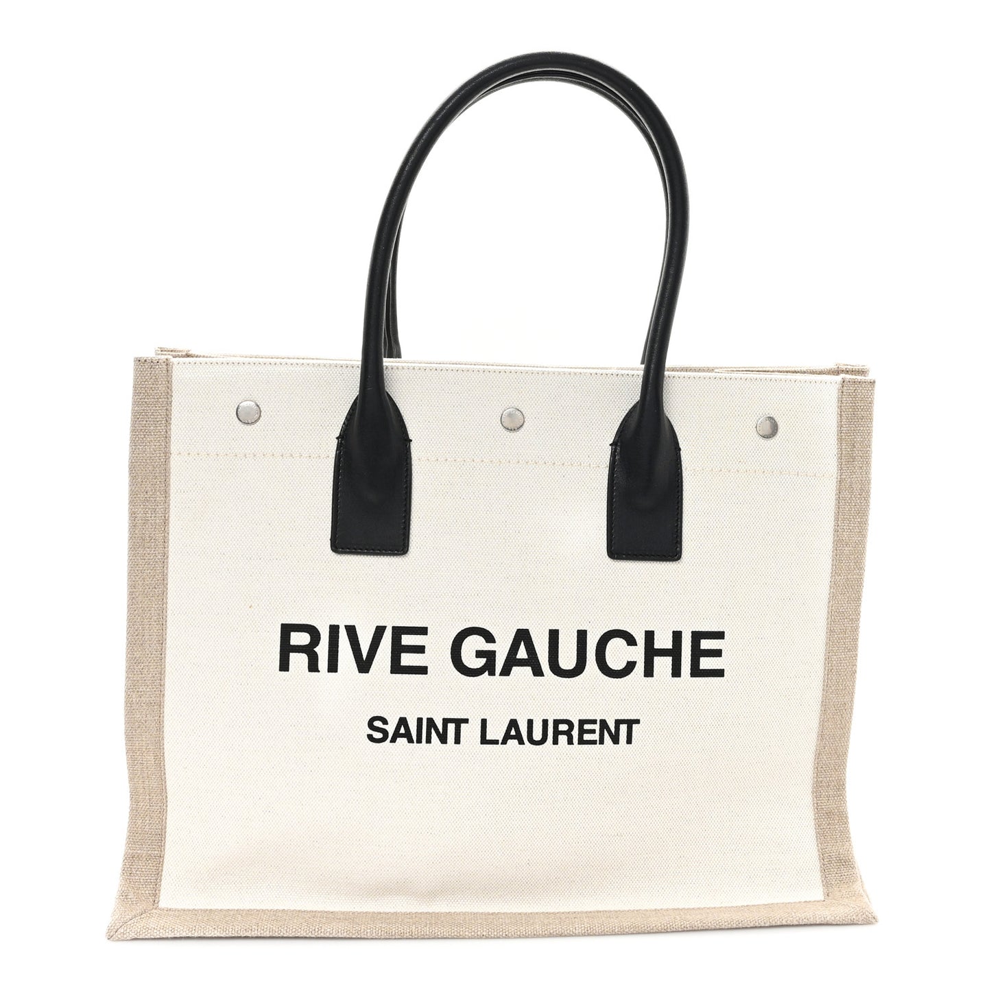 Linen Calfskin Small Rive Gauche Tote Greggio Natural