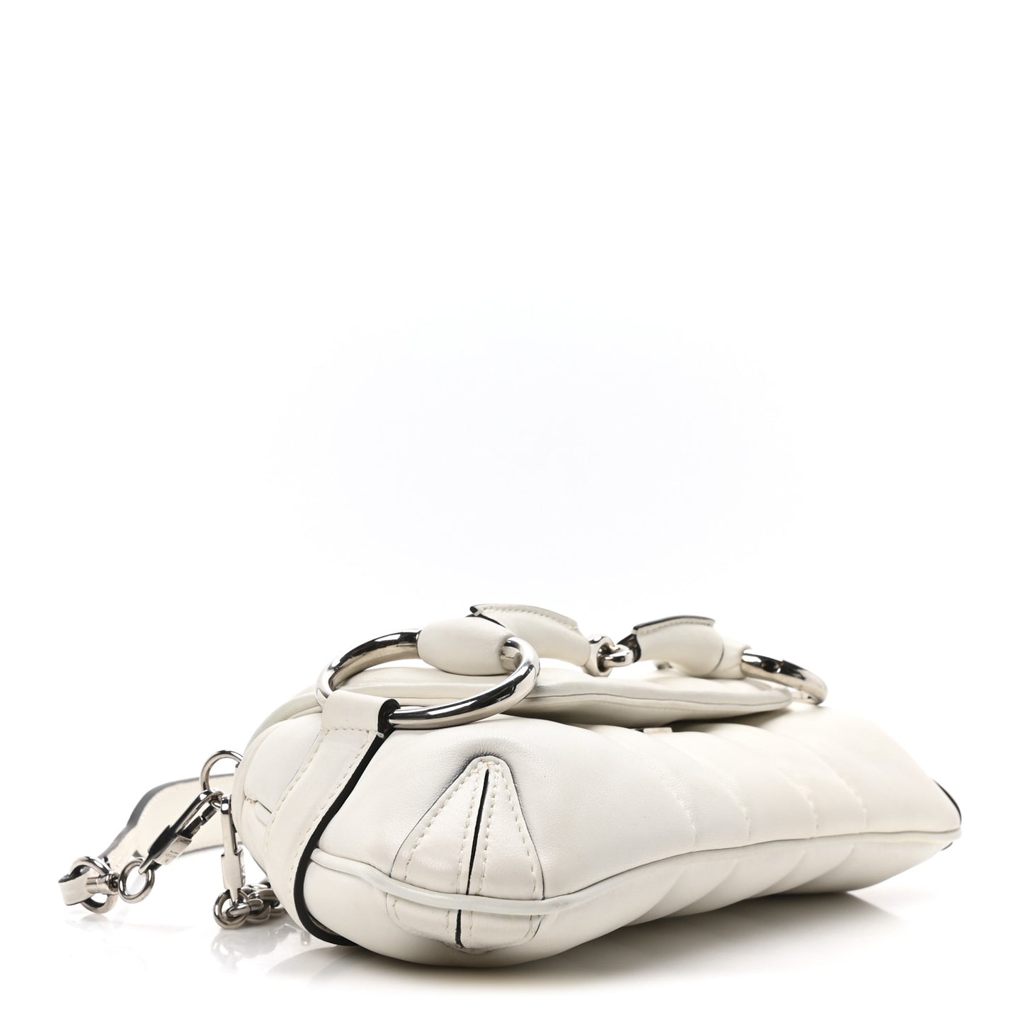 Nappa Vertical Matelasse Small Maxi Horsebit Chain Shoulder Bag Great White