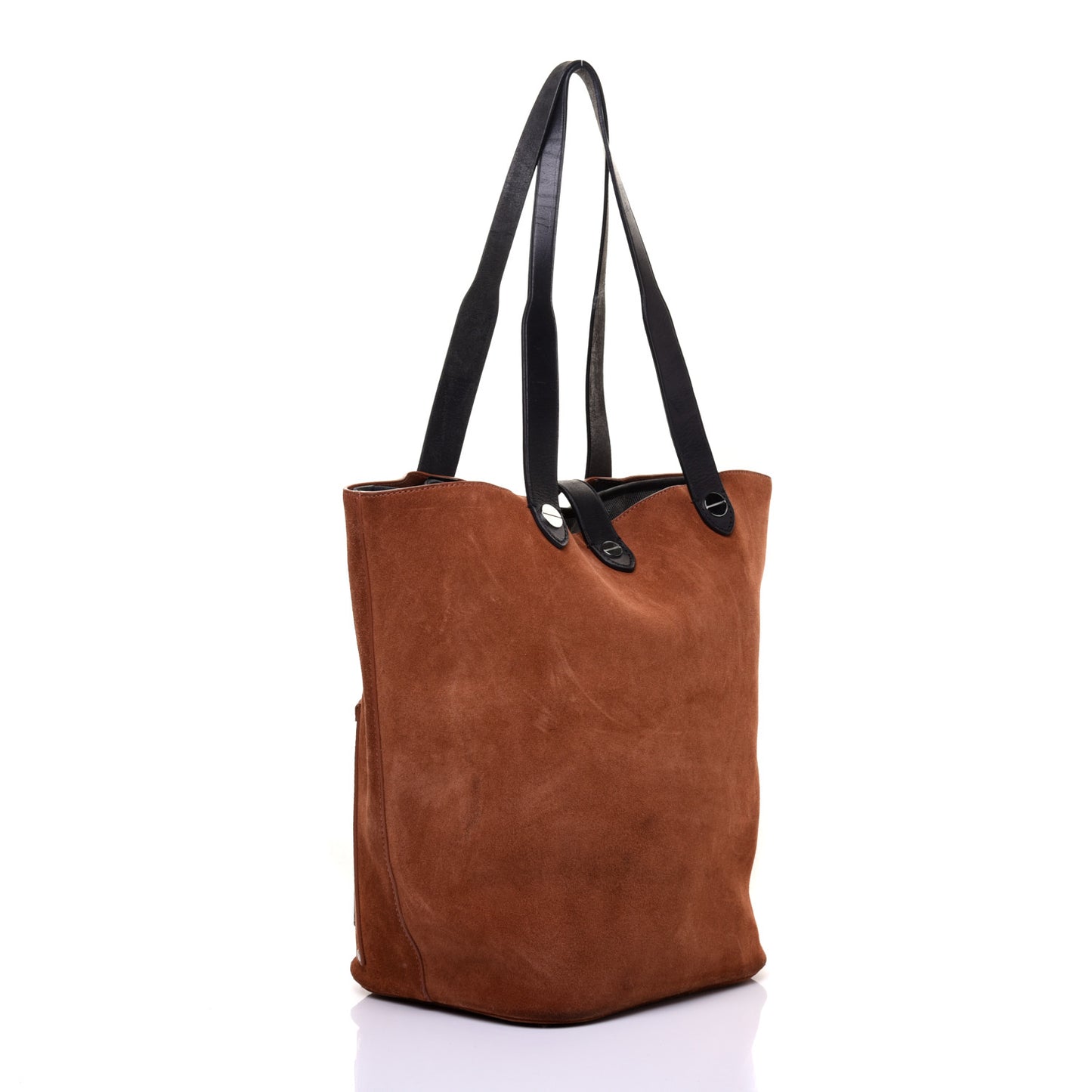 Suede Calfskin Mason Tote Brown Black