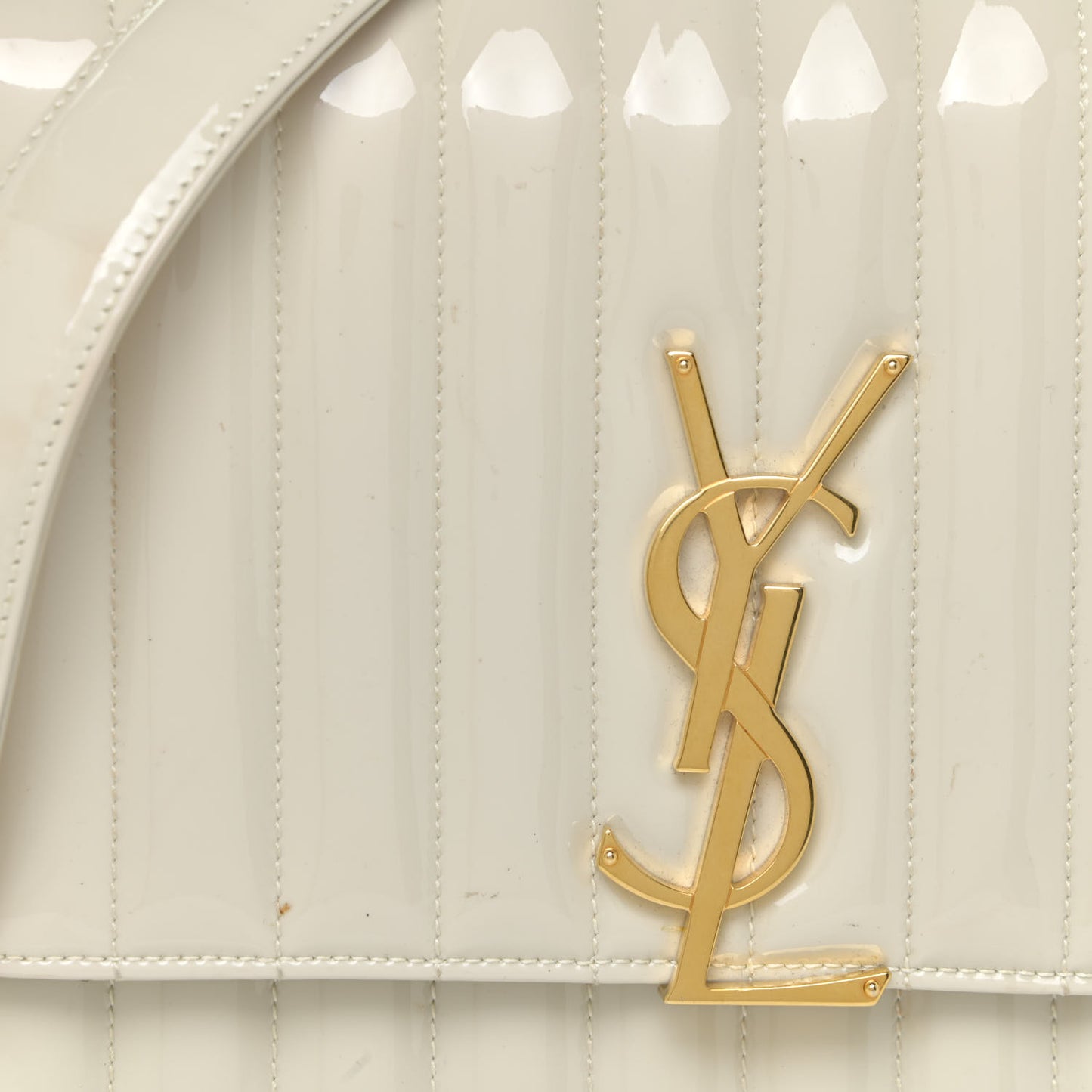 Patent Matelasse Monogram Large Vicky Chain Bag White