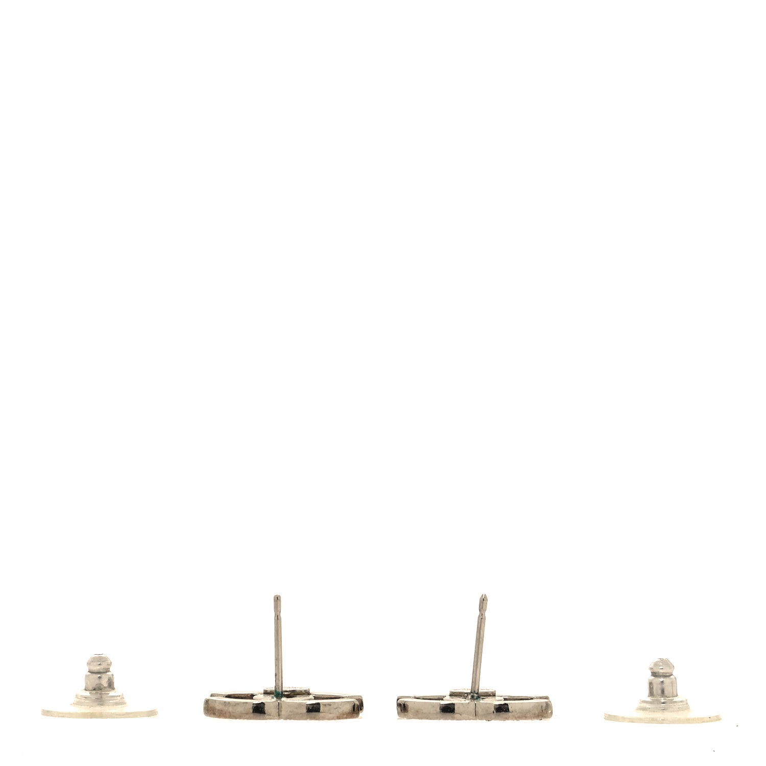 Chanel Crystal Mini Timeless CC Earrings Silver 3 of 4