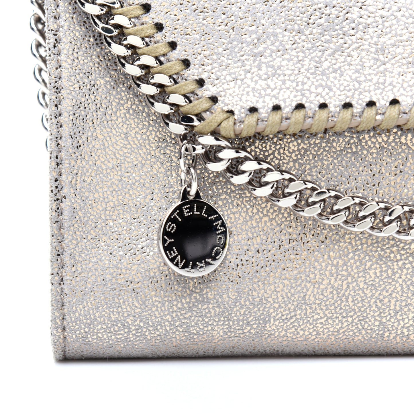 Metallic Shaggy Deer Falabella Wallet on Chain Silver