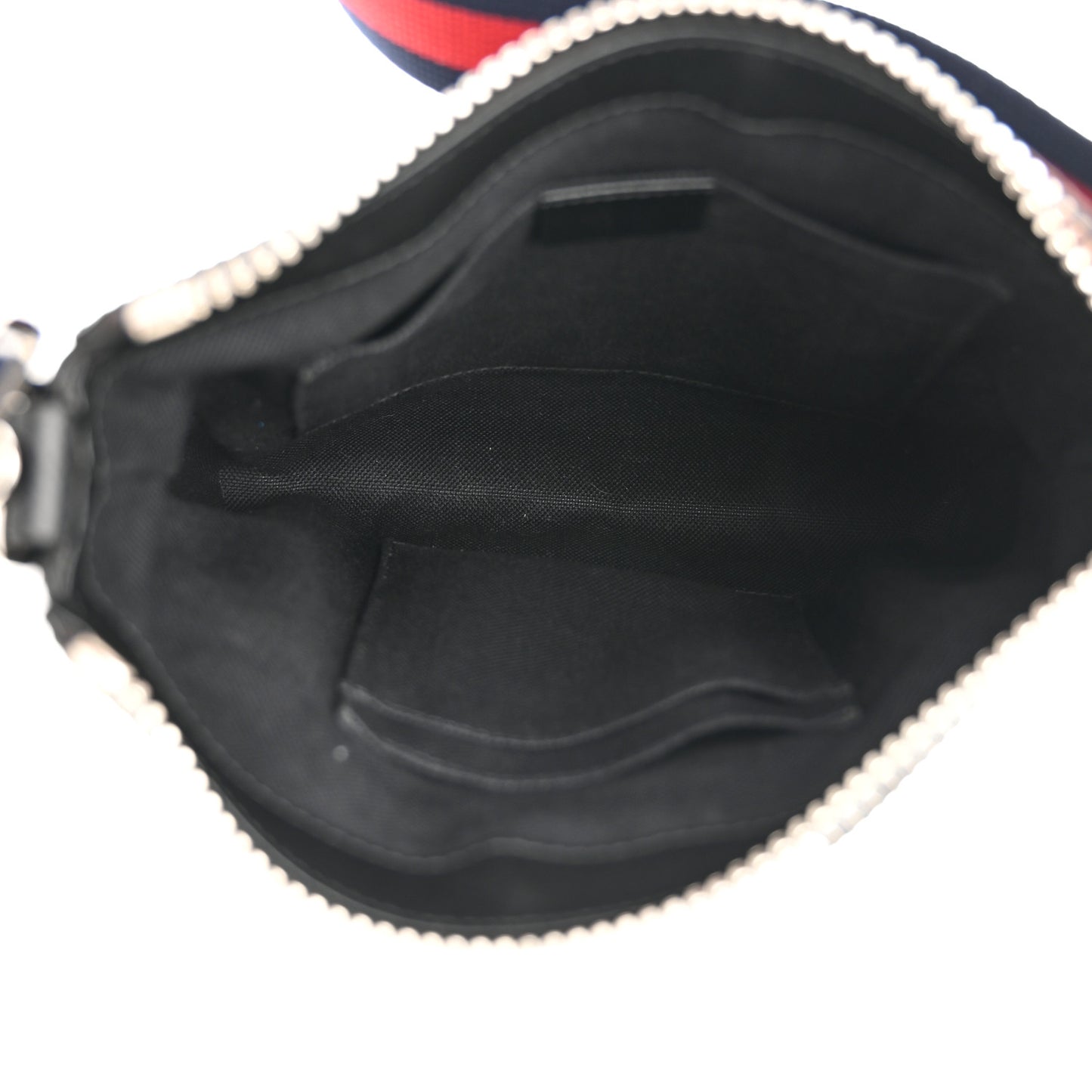 GG Supreme Monogram Web Small Flat Messenger Bag Black Grey