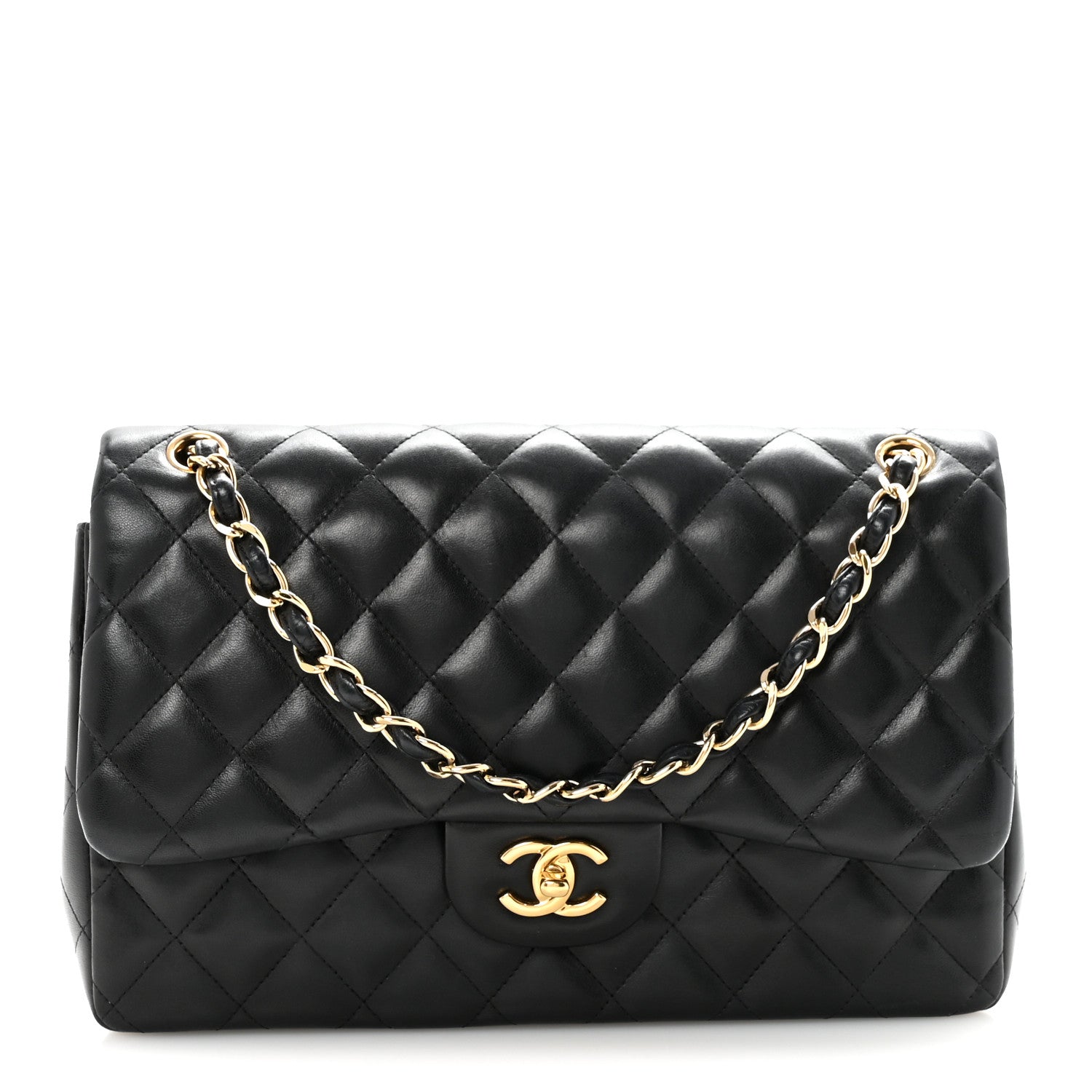 Chanel Lambskin Quilted Jumbo Double Flap Black 1825564 – FASHIONPHILE