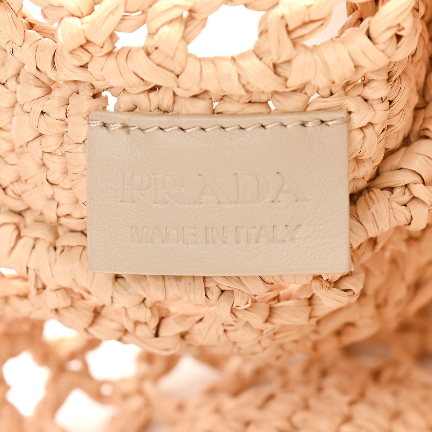 Yarn Raffia Effect Crochet Logo Embroidered Tote Bag Naturale