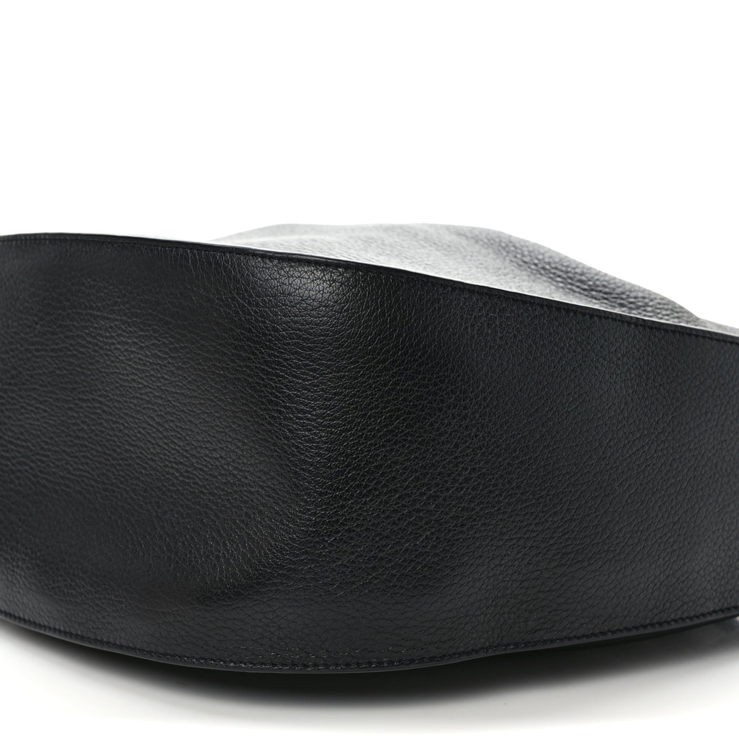 Grained Calfskin Drawstring Bucket Bag Black