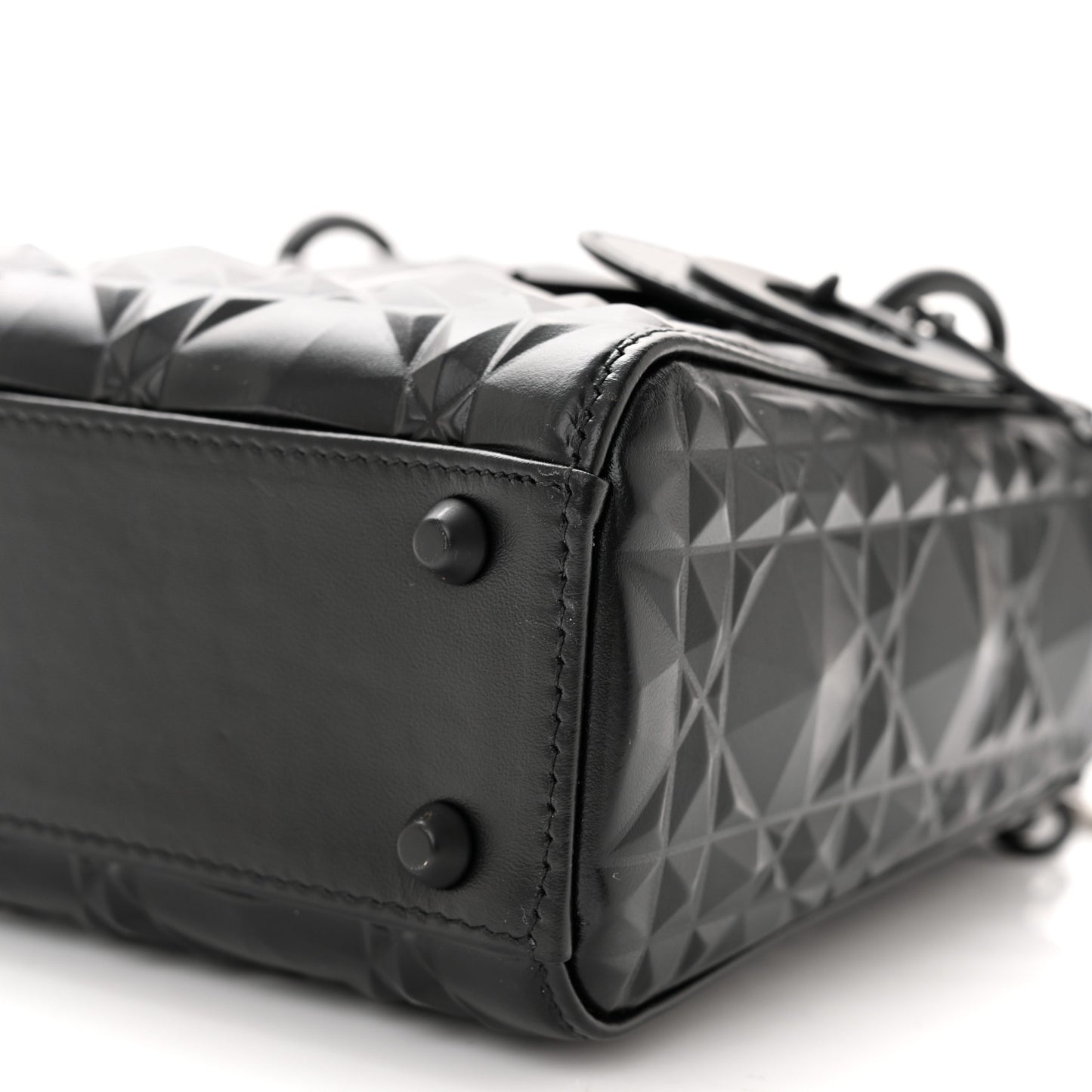 Calfskin Diamond Cannage Mini Lady Dior Black