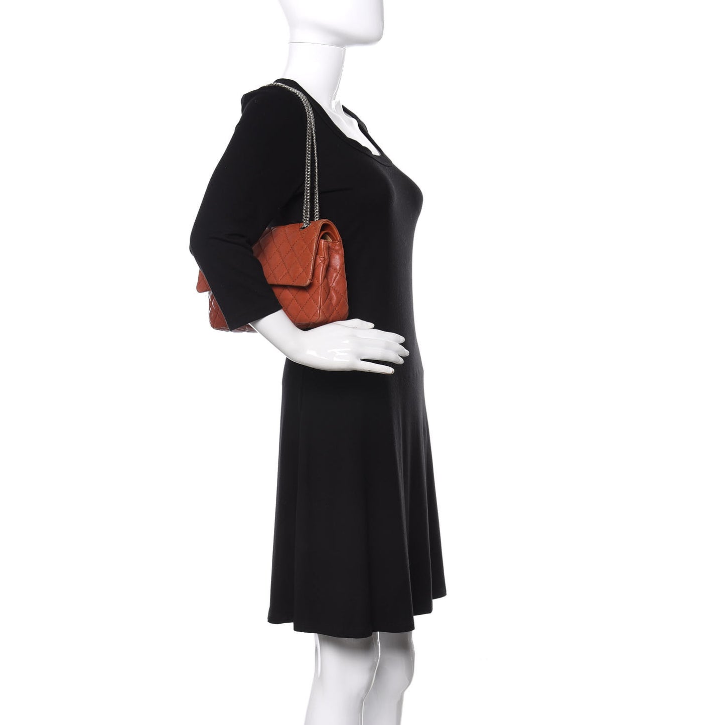 Glazed Lambskin Quilted Medium Double Flap Bijoux Chain Dark Orange