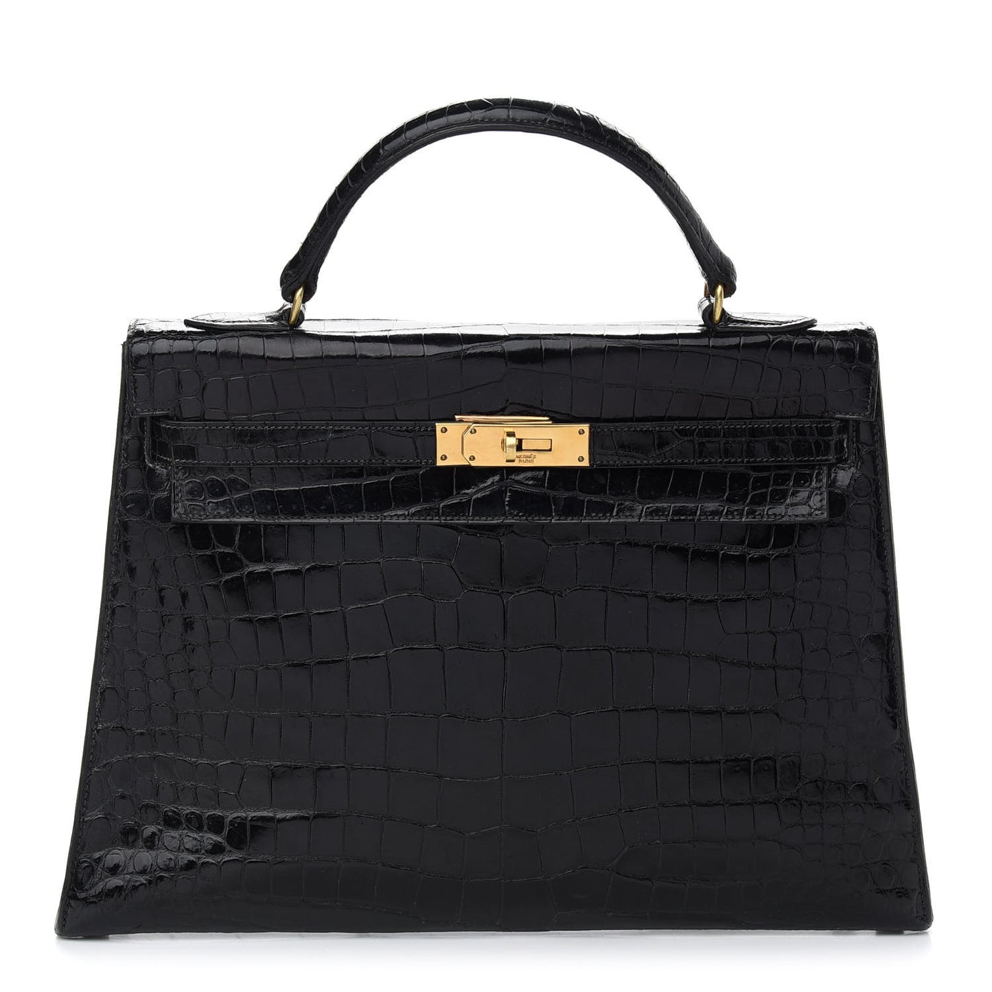 Shiny Porosus Crocodile Kelly Sellier 32 Black
