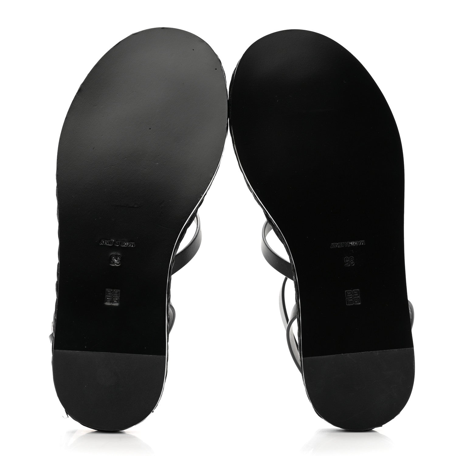 Givenchy Calfskin Raffia 4G Liquid Tong Sandals 35 Black 5 of 10
