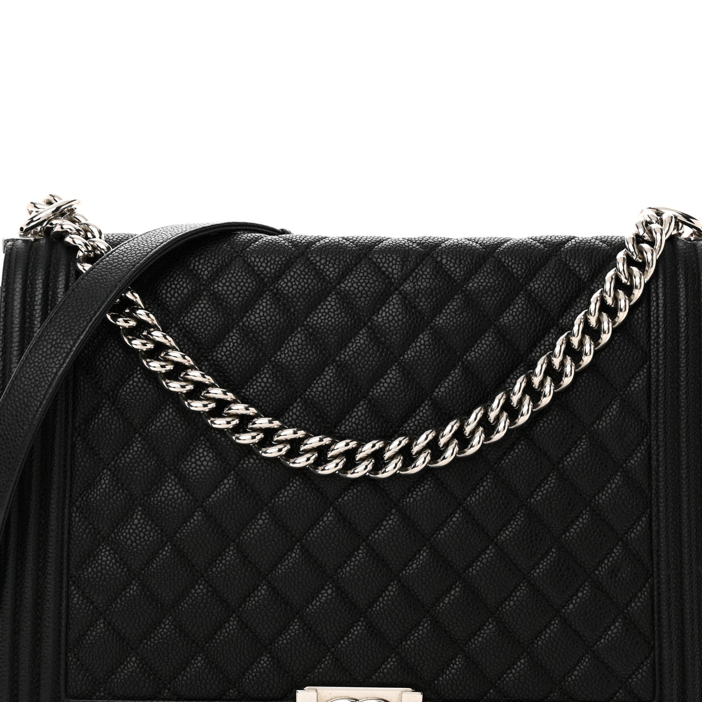 Caviar Quilted Large Boy Flap Black
