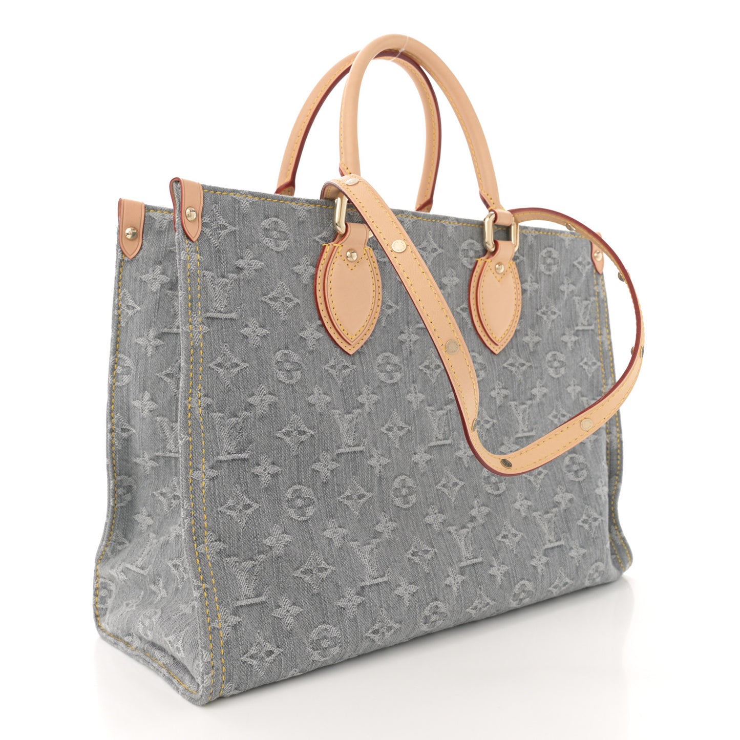 Monogram Denim Onthego MM Washed Gray