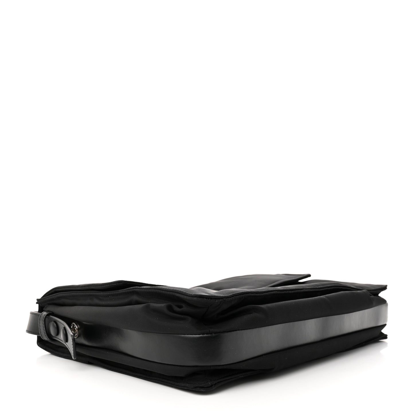 Re-Nylon Vitello Padded Large Flap Shoulder Bag Black