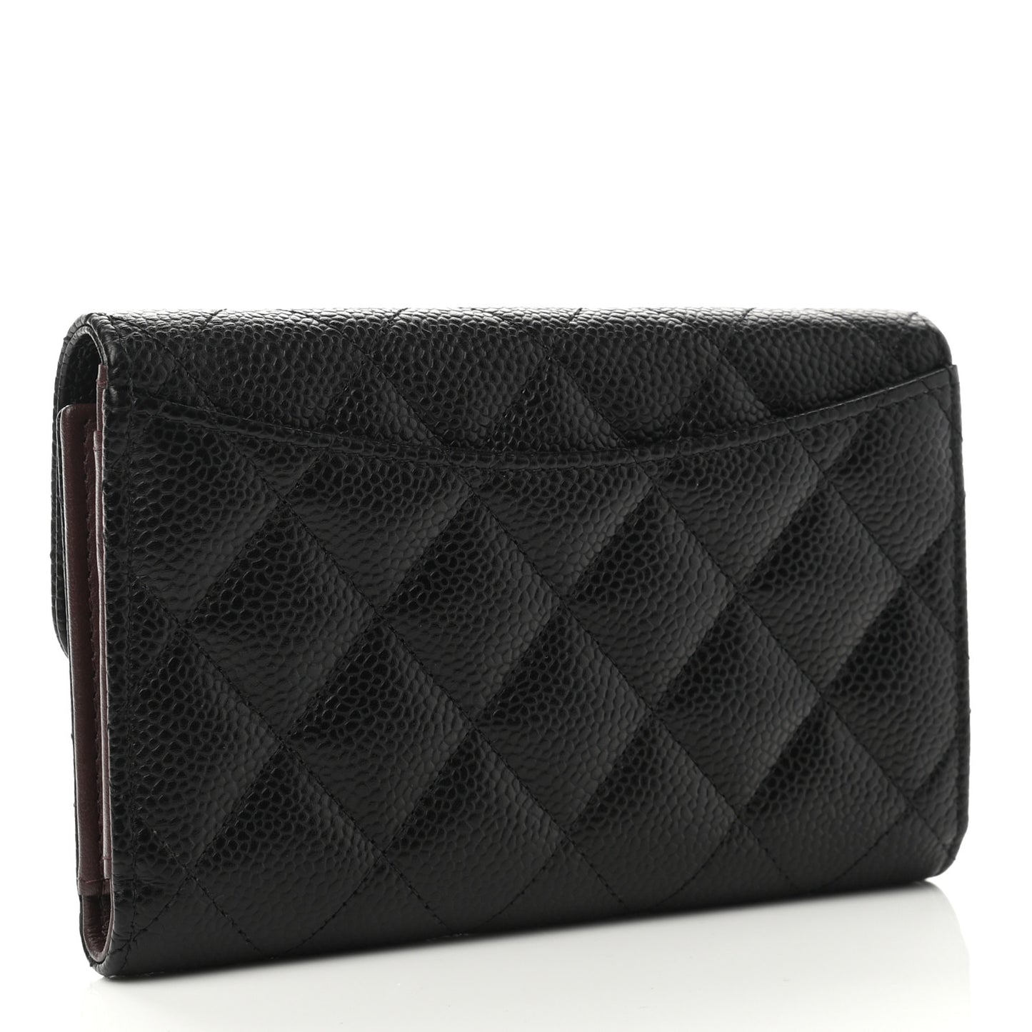 Caviar Quilted Medium Flap Wallet Black