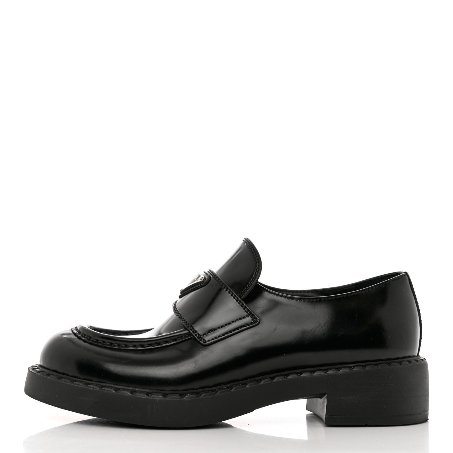 Spazzolato Metal Triangle Logo 50mm Loafers 39 Black