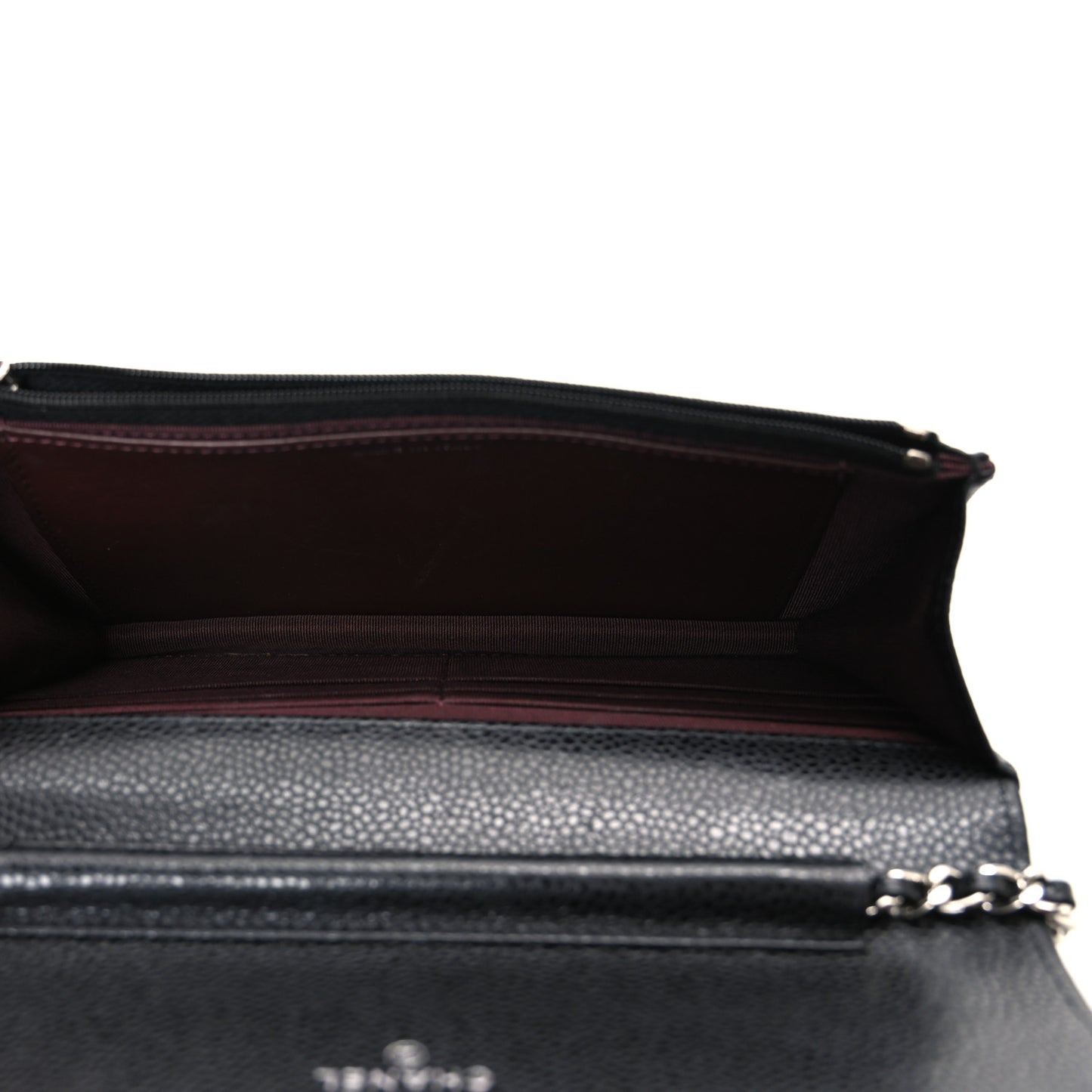 Caviar Quilted Wallet on Chain WOC Black
