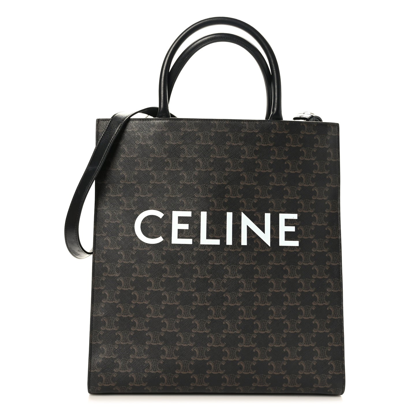 Triomphe Canvas Calfskin Medium Vertical Cabas Black