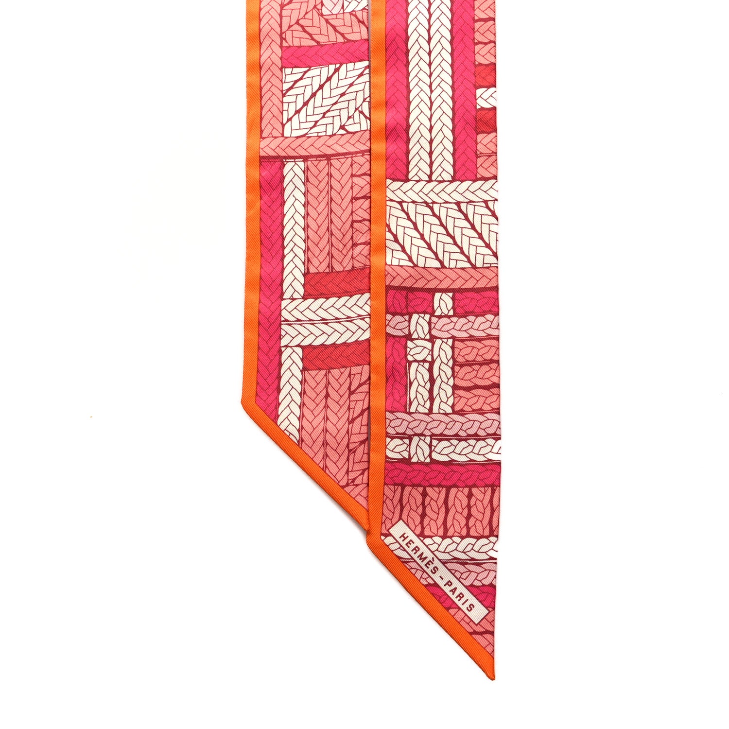 Hermes Silk Tresses H Twilly Rose Vif Orange White 2 of 4