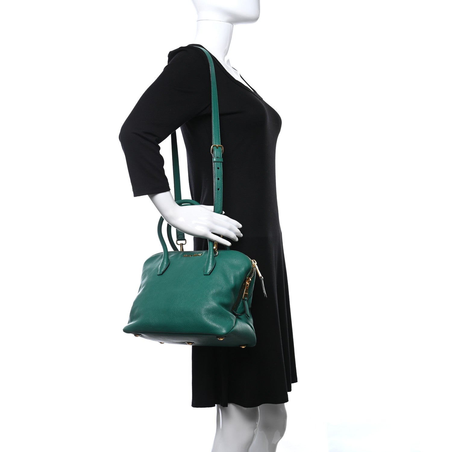 Miu Miu Goatskin Madras Zip Tote Green 2 of 9