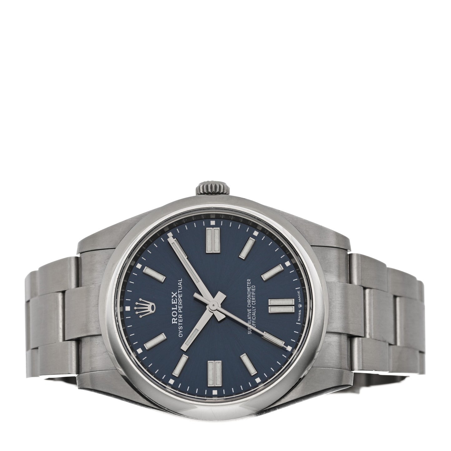 Stainless Steel 41mm Oyster Perpetual Watch Bright Blue 124300