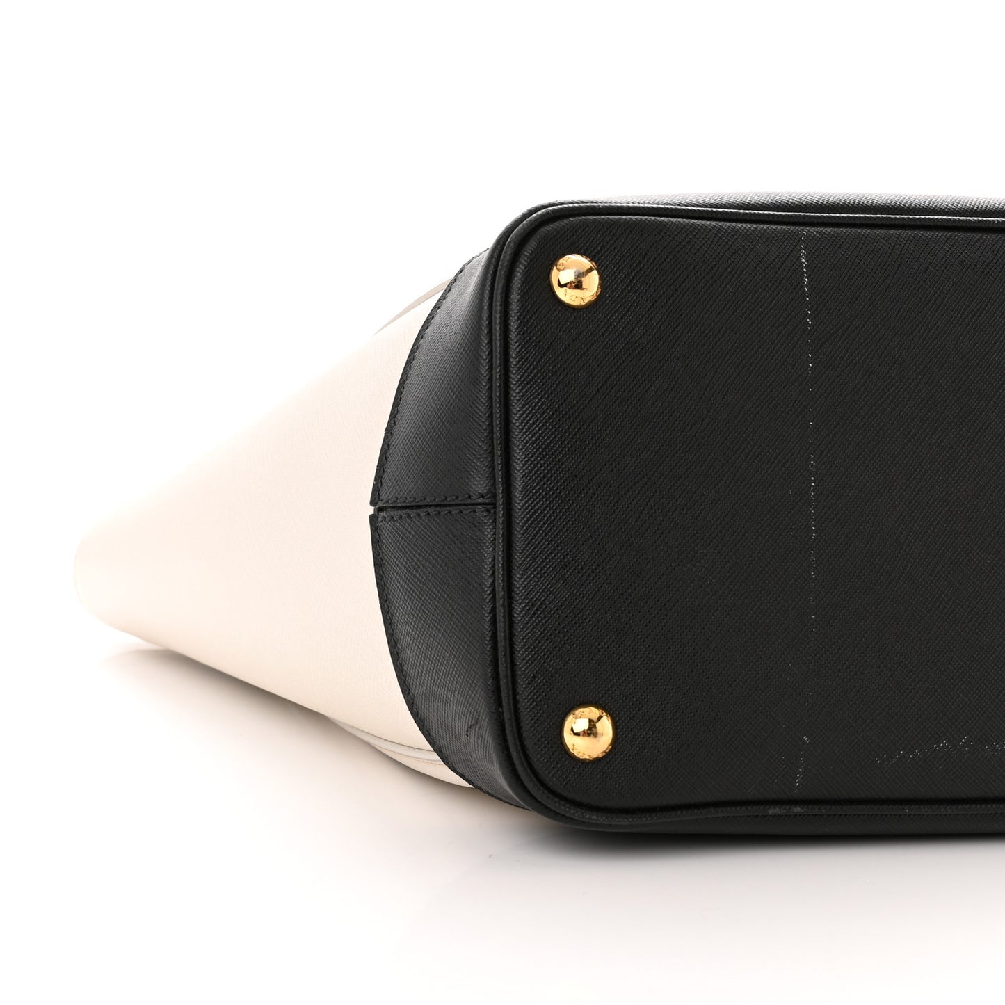 Saffiano Medium Bi-Color Top Handle Tote Black Talco